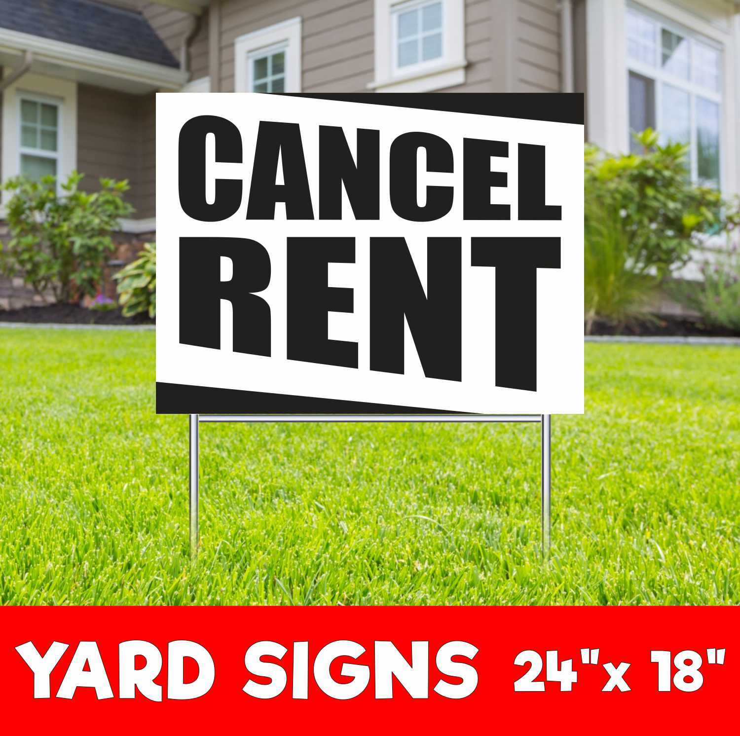 CANCEL RENT Yard Sign Corrugate Plastic with H-Stakes Realtor Notification Lease