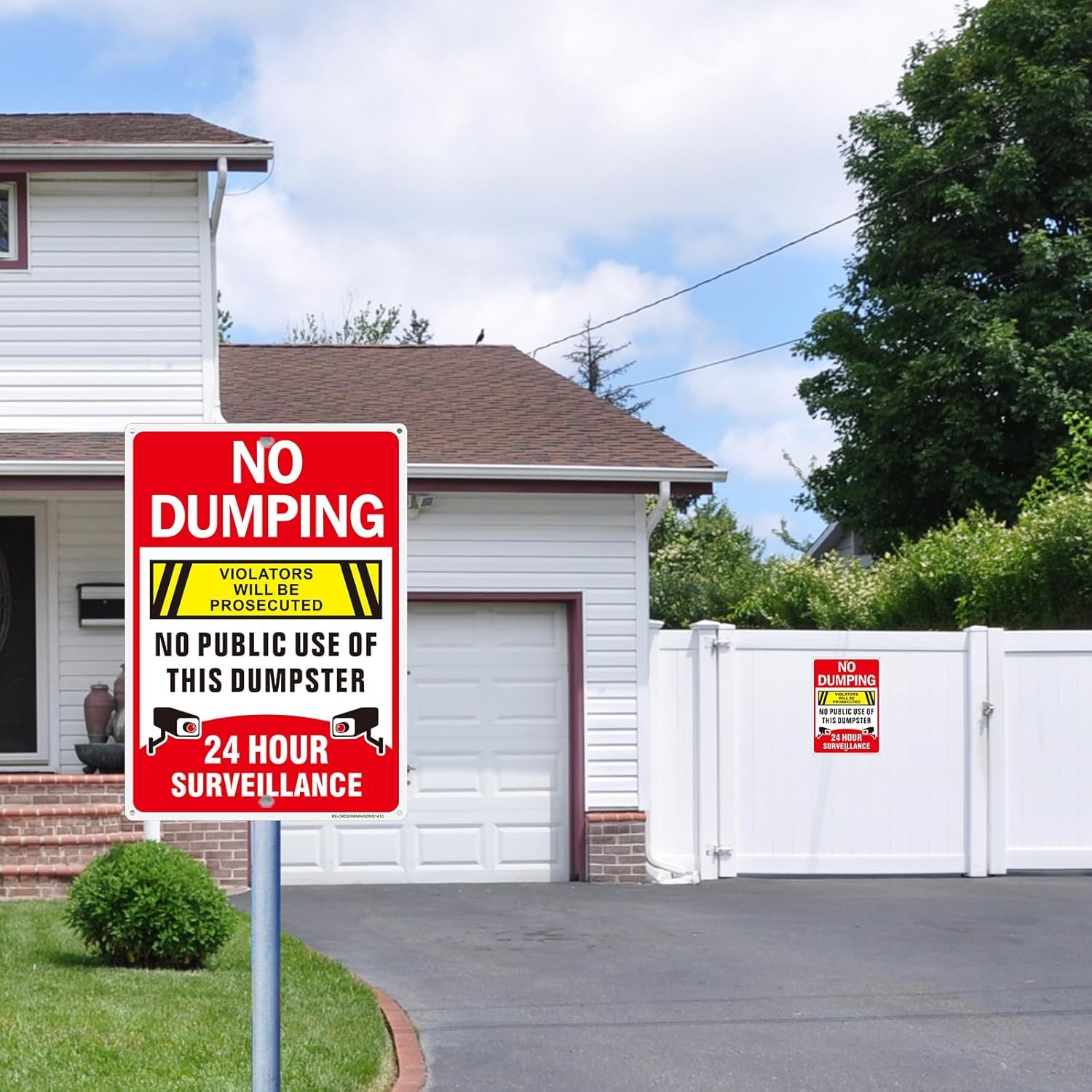 No Dumping Sign 2 Pack Aluminum Reflective No Illegal Dumping Surveillance