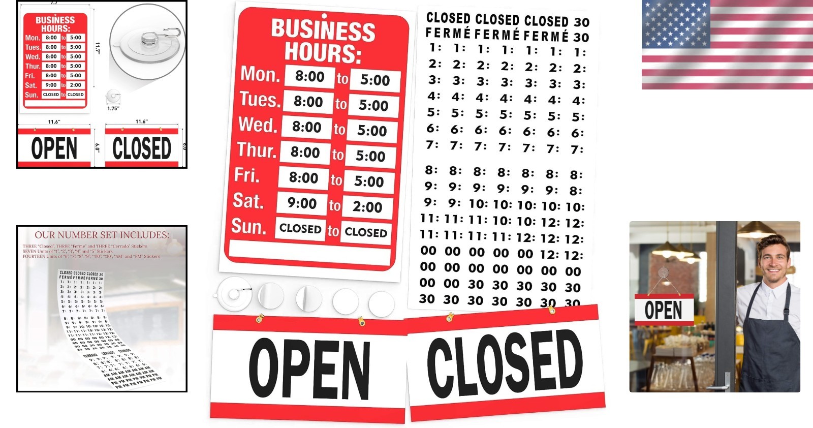 Professional Open Closed Sign for Glass Door – Easy Installation & Visibility