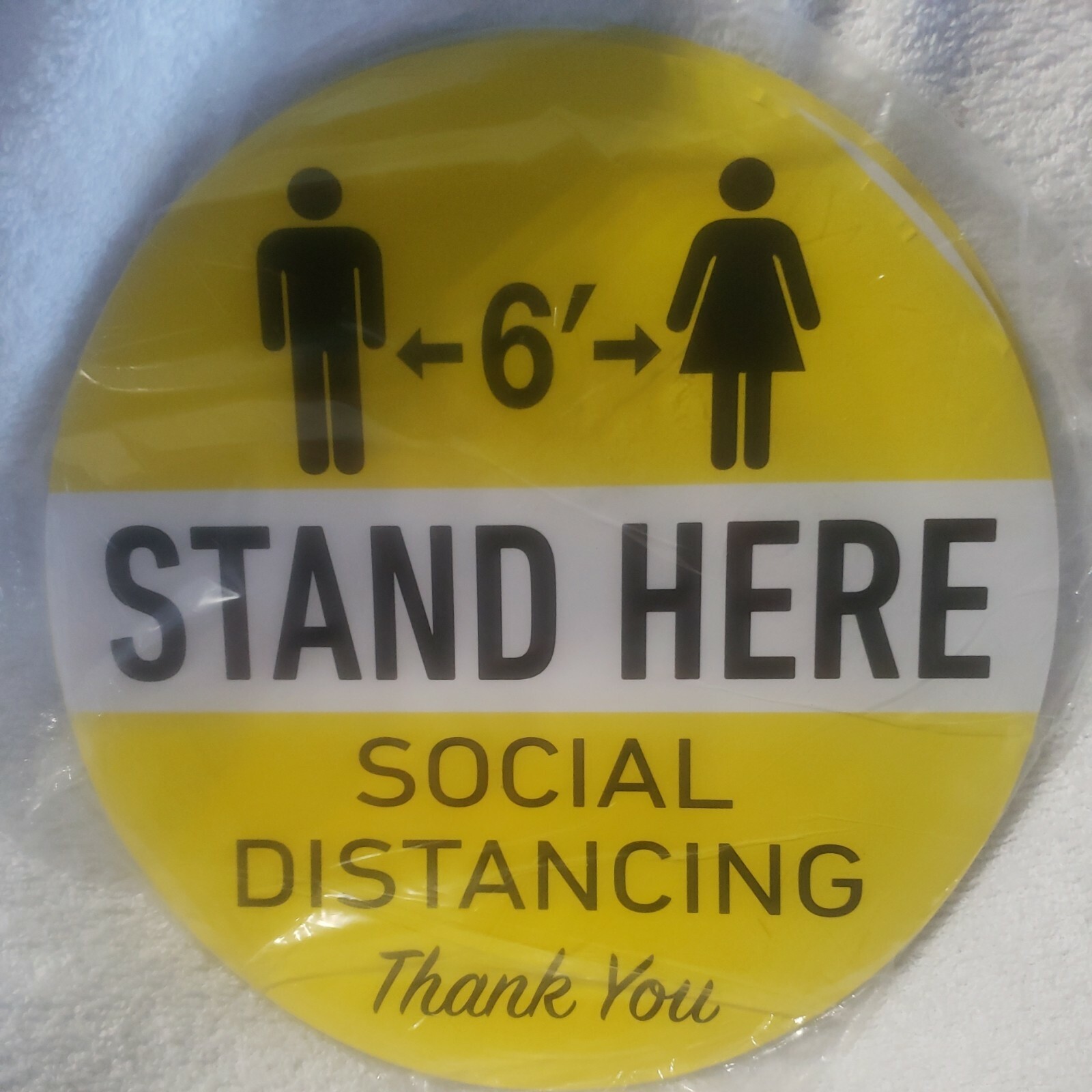 Social Distancing Floor Decal Stickers – 30 Pack 8.85″ Yellow Stand Here