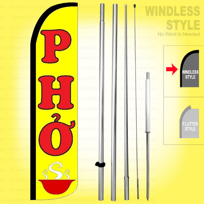 PHO – Windless Swooper Flag Kit 15′ Vietnamese Noodle Feather Banner Sign yz-h