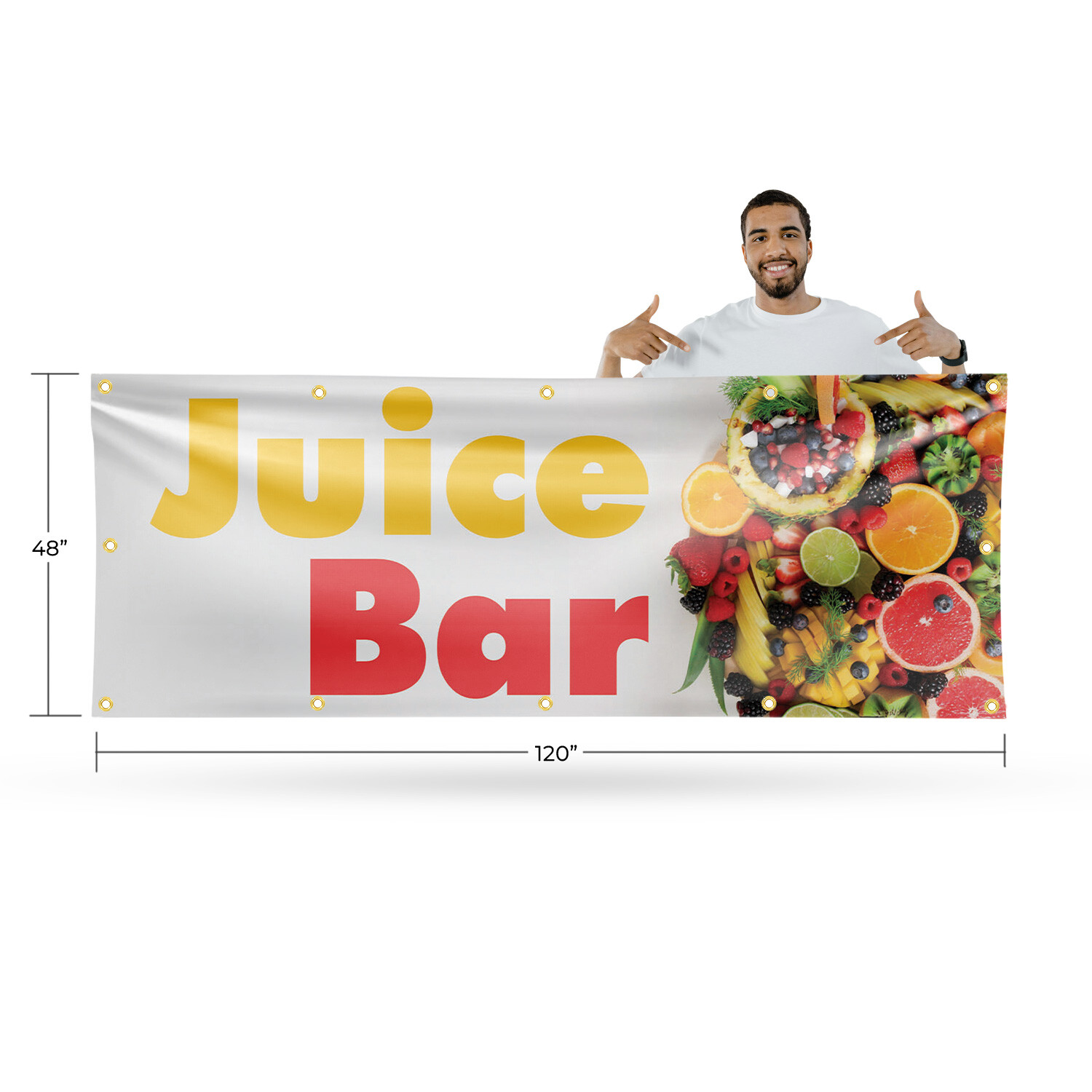 Juice Bar 13 oz Vinyl Banner Sign with Metal Grommets Heavy-Duty Single-Sided