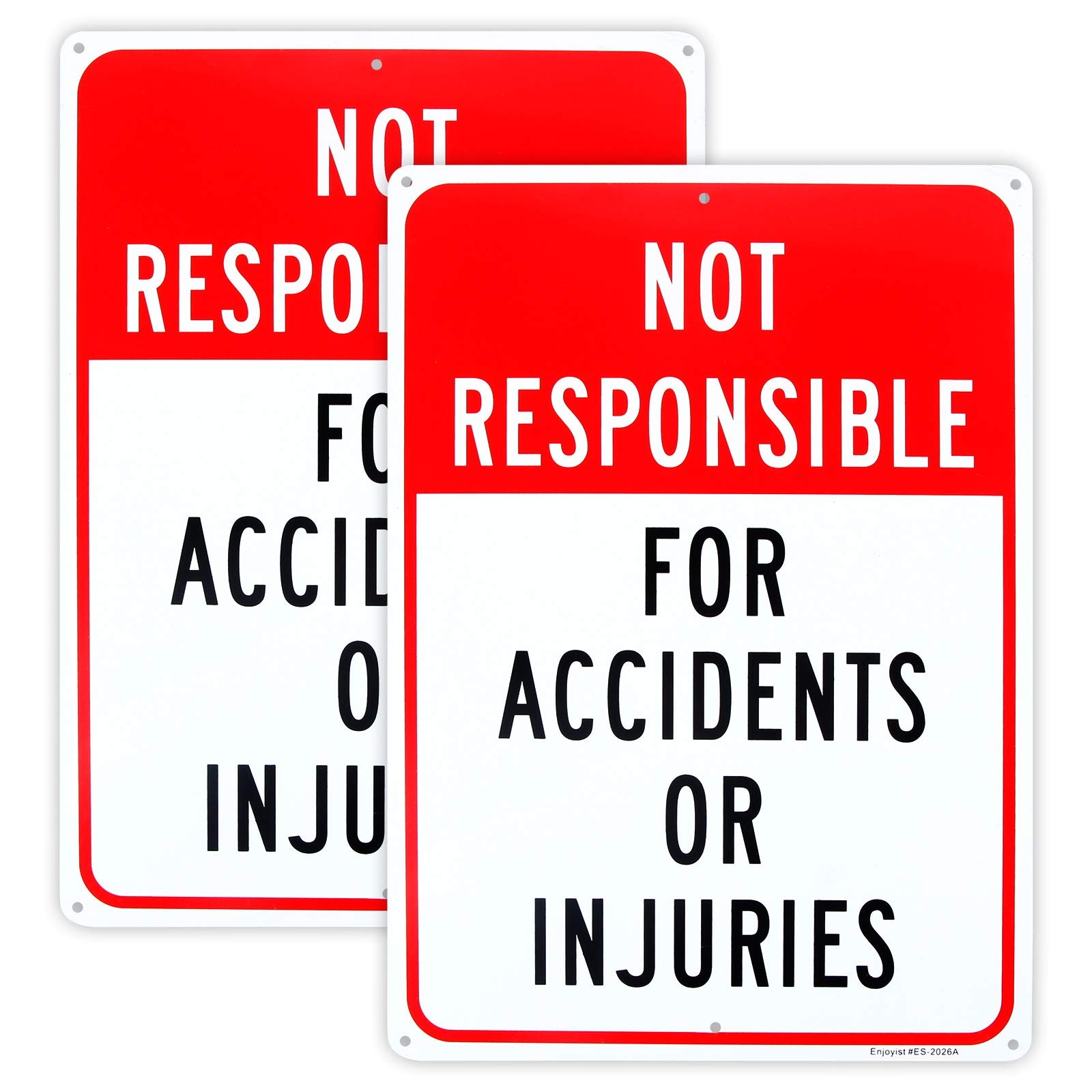 2 Pack Not Responsible for Accidents or Injuries Sign，Enter at Your Own Risk …