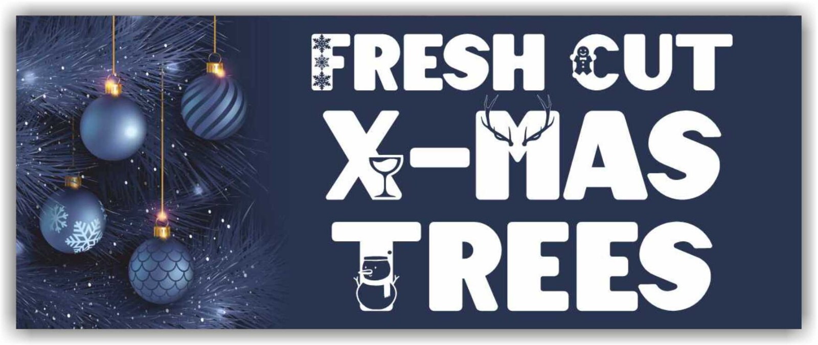 Fresh Cut X-Mas Trees Advertising Banner Vinyl Mesh Sign Merry Christmas Holiday