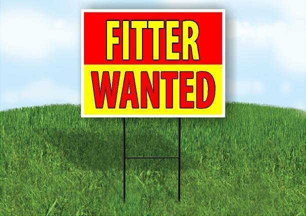 FITTER WANTED RED AND YELLOW Yard Sign Road with Stand LAWN SIGN