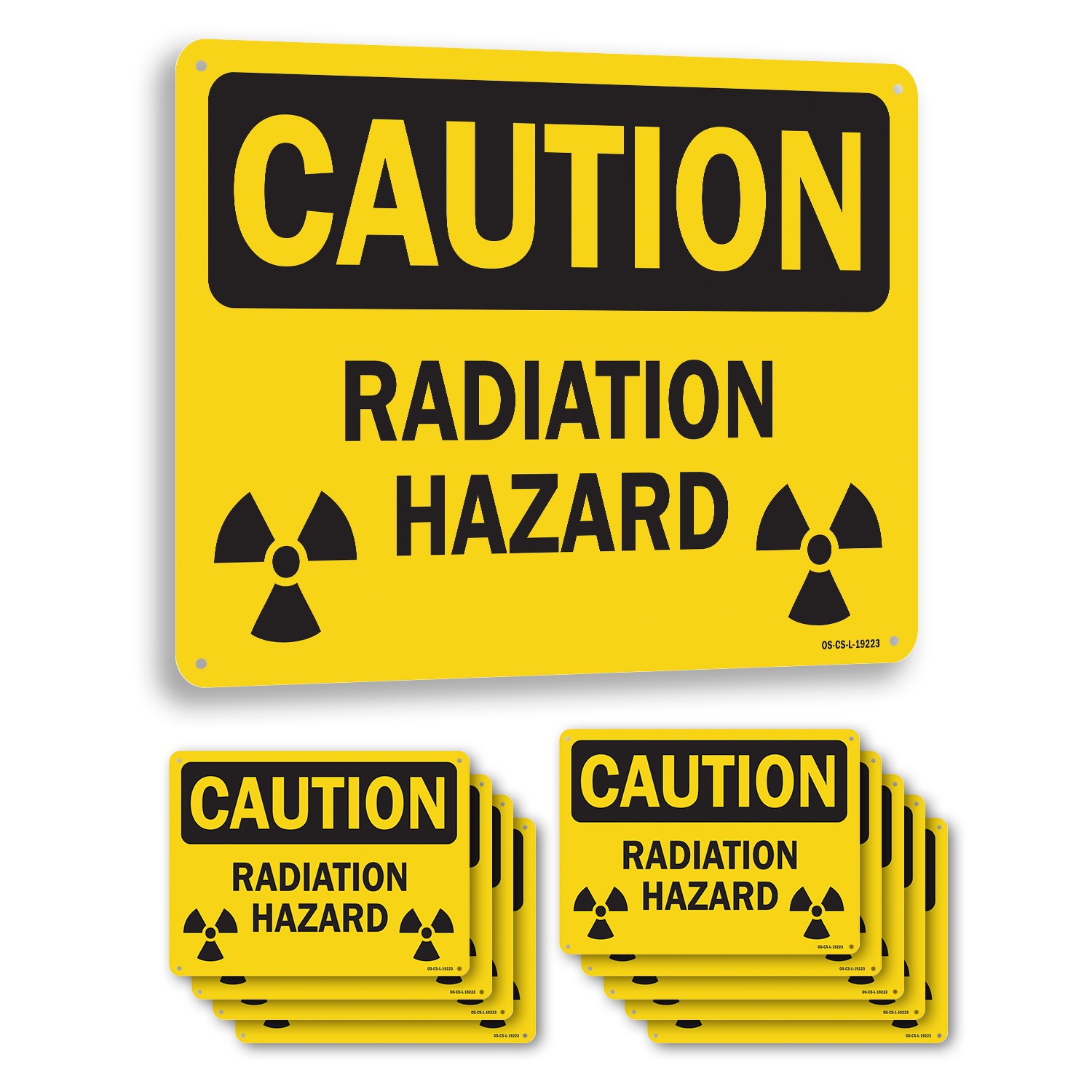 Radiation Hazard (with biohazard graphic) OSHA Caution Sign, Decal 5 or 10 Pack