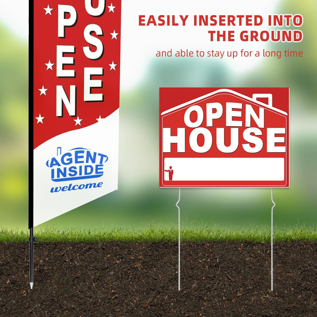 56 Piece Open House Signs for Real Estate Kit, 1 Open House Flag, 9 Double-Sided