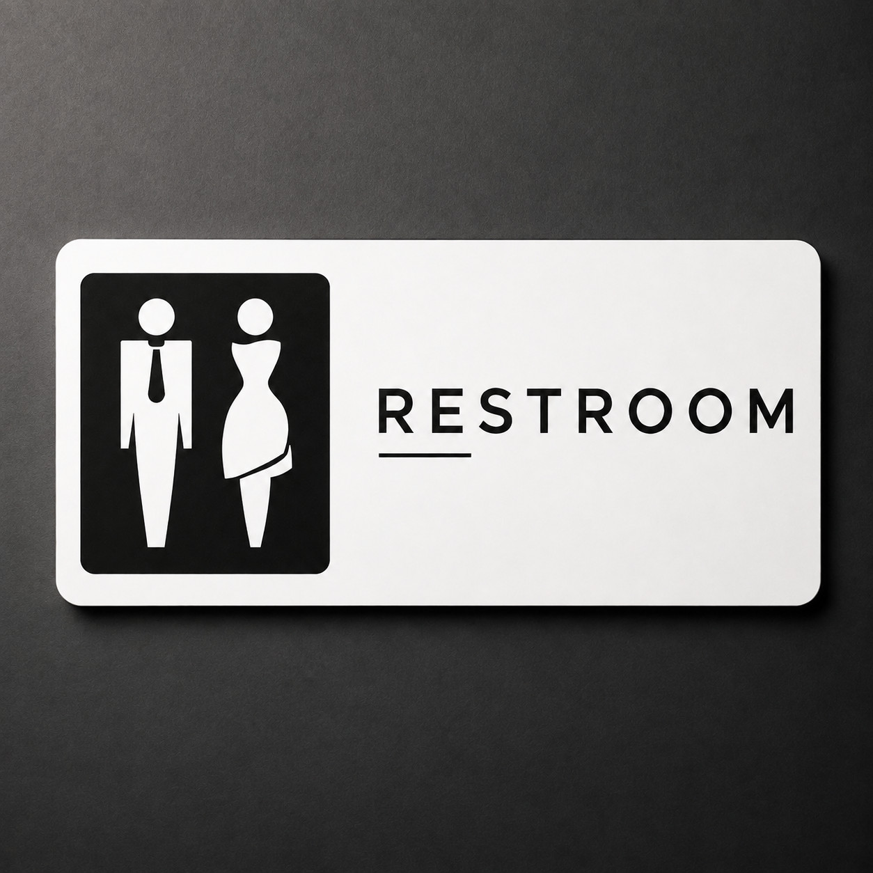 Acrylic Restroom Door Sign 7×3 White/Black Bathroom Office Business Plaque