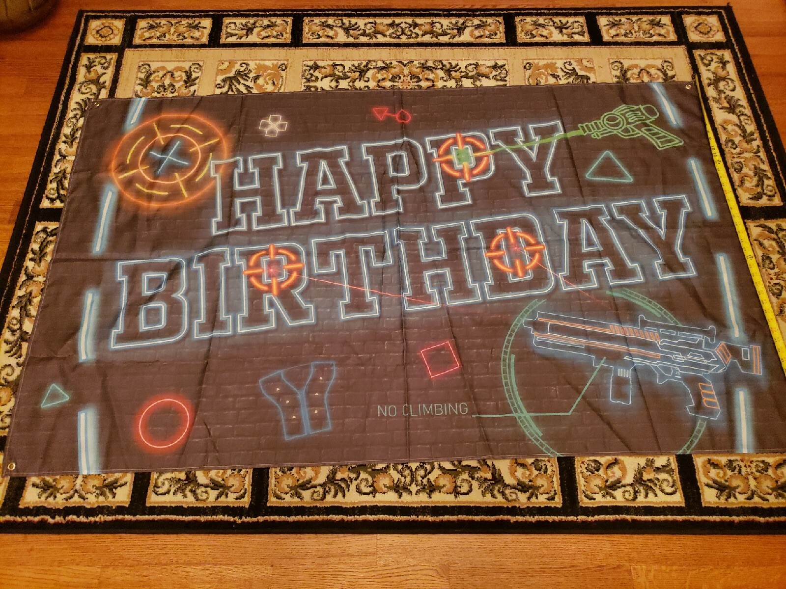 Laser Tag Gun Happy Birthday Banner Flag Sign Decor ARCADE ARENA