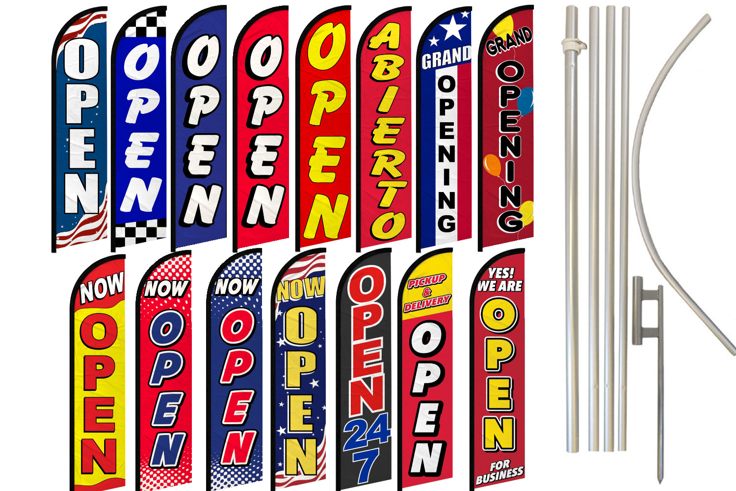 Open Full Curve Windless Swooper Flag Pole Kit Now Open We’re Open