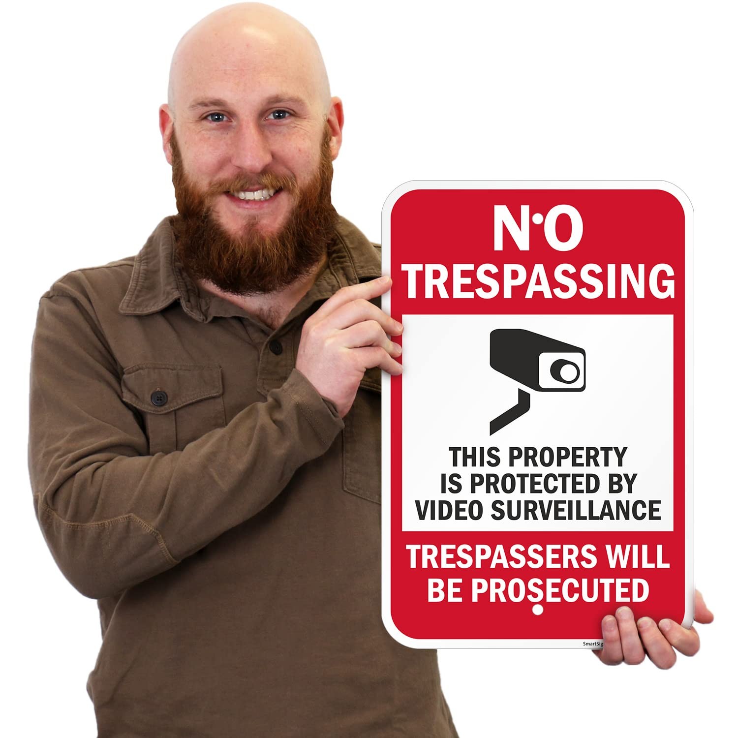18×12 inch No Trespassing Sign, Video Surveillance, Metal, 63 mil Aluminum