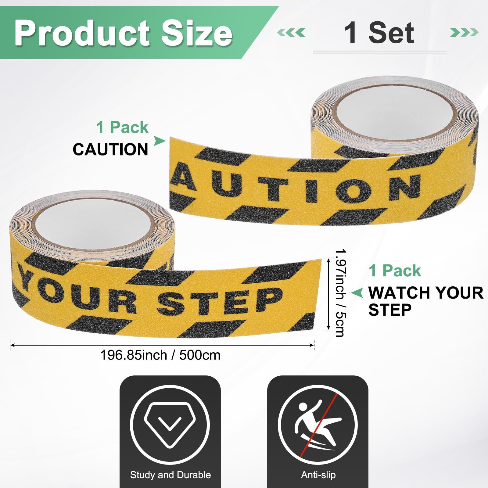 2 Pcs WATCH YOUR STEP+CAUTION Floor Decals Stickers 2 x 197 Inch CAUTION Sign…