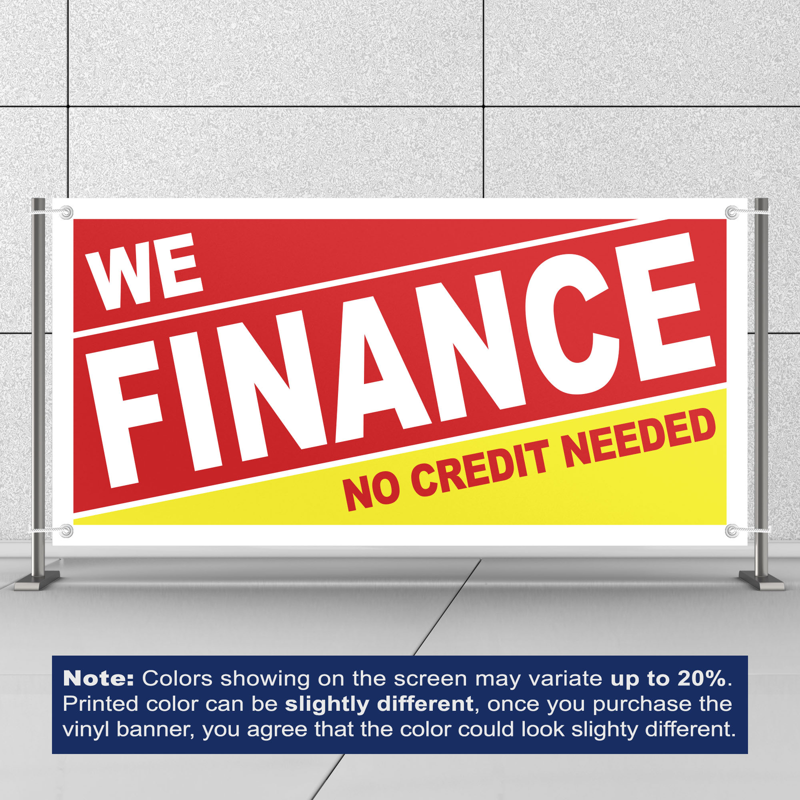 We Finance No Credit Needed Banner 13 oz Heavy Duty Vinyl Sign Easy Payments