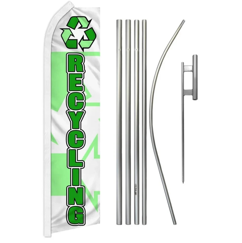 Recycling Swooper Flutter Feather Advertising Flag & Pole Kit
