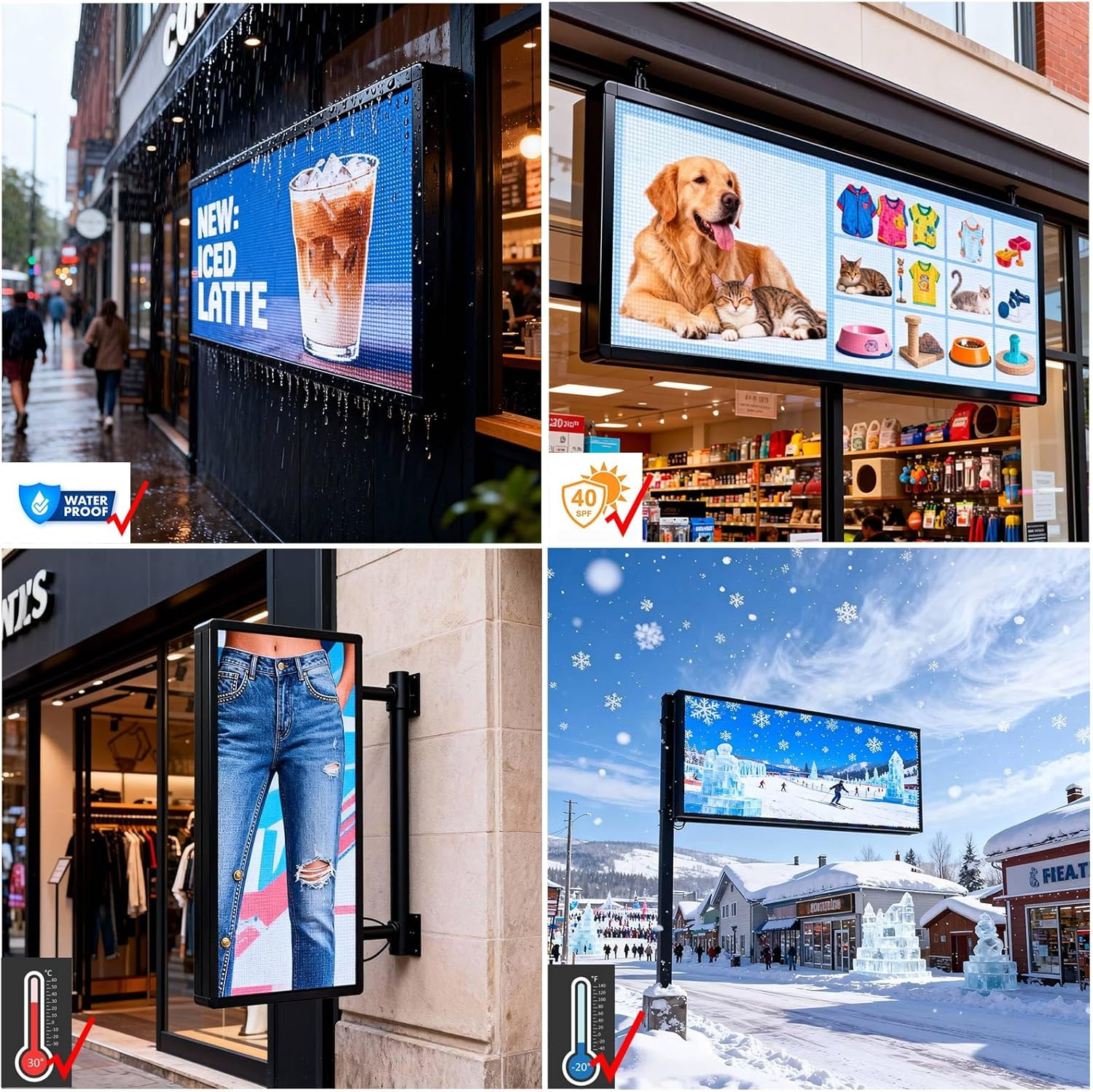 Custom Programmable LED Sign 40″x18″ Outdoor Digital Message Board for Businesse