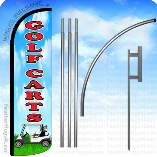 GOLF CART – Windless Swooper Flag KIT 15′ Feather Banner Sign – bq