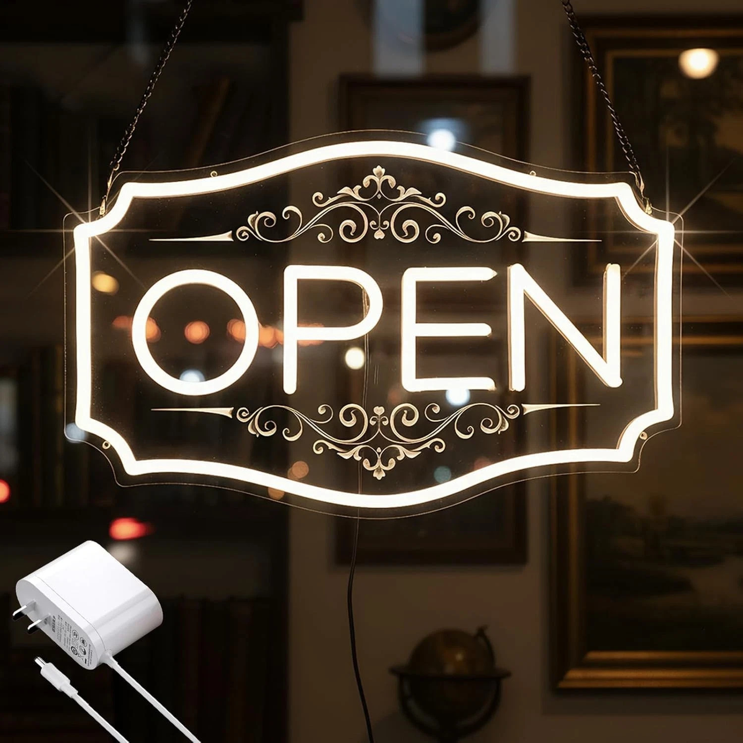 Open Sign for Business, LED Dimmable Neon Open Sign with 12V/2A Adapter, 16.5″ X