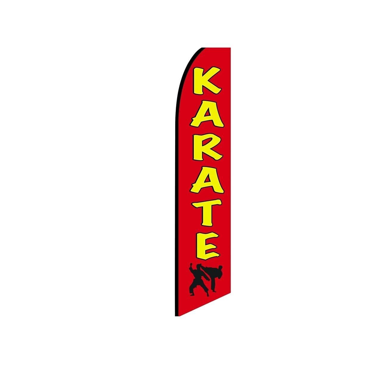 Karate Red Swooper Flutter Feather Flag | 3ft W x 11.5ft Tall
