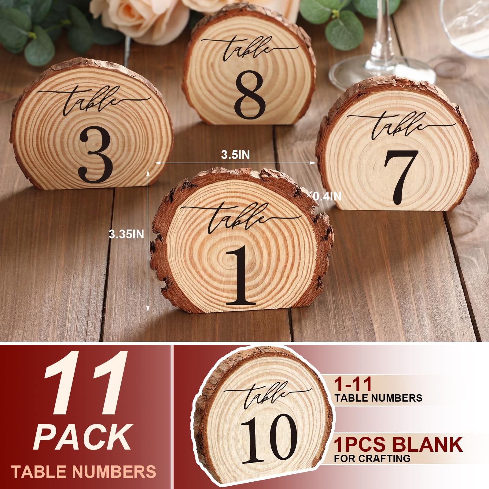 11 PCS Wooden Wedding Restaurant Table Numbers 110 Centerpiece Decoration