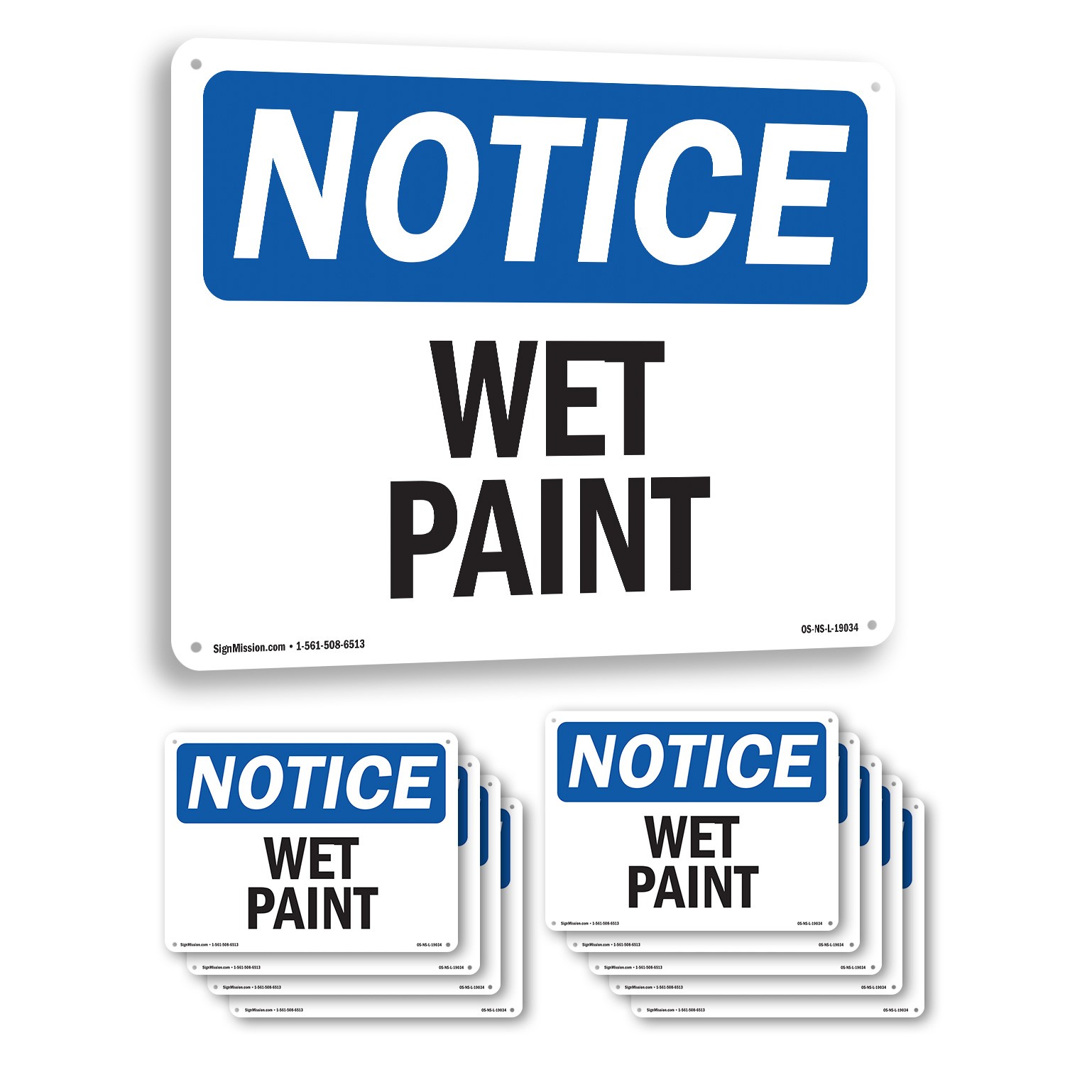 Wet Paint OSHA Notice Sign Metal, Plastic, Or Decal – 5 or 10 Pack