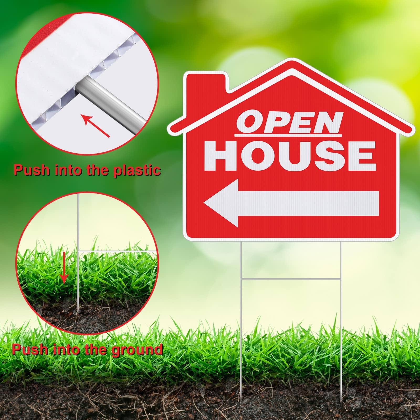 Pinkunn 7 Packs Open House Signs for Real Estate, 18 x 14 Inch Double-sided P…