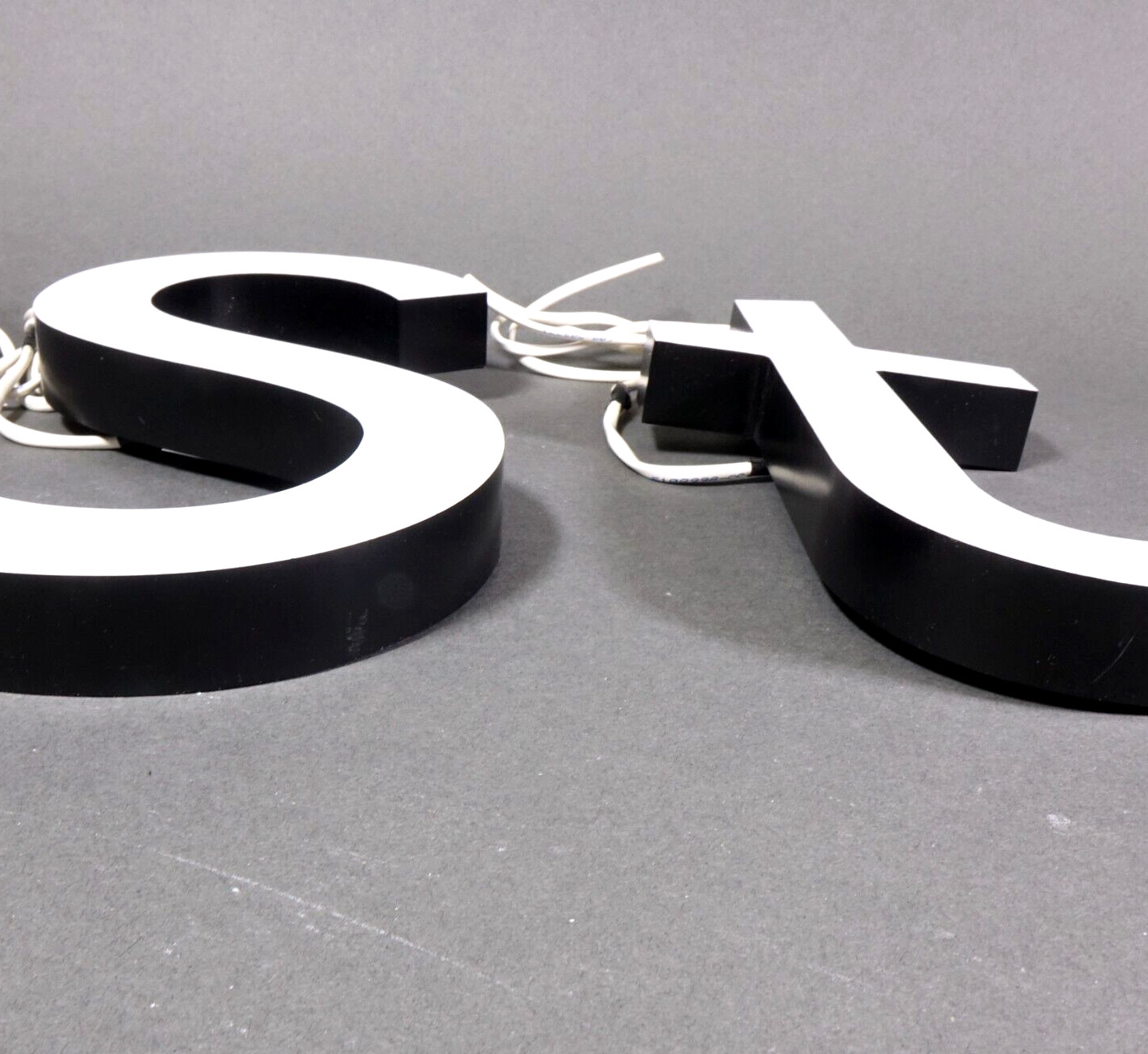 10″ Letters Store Sign Can Be Illuminated White Black 1″ Thick Plastic