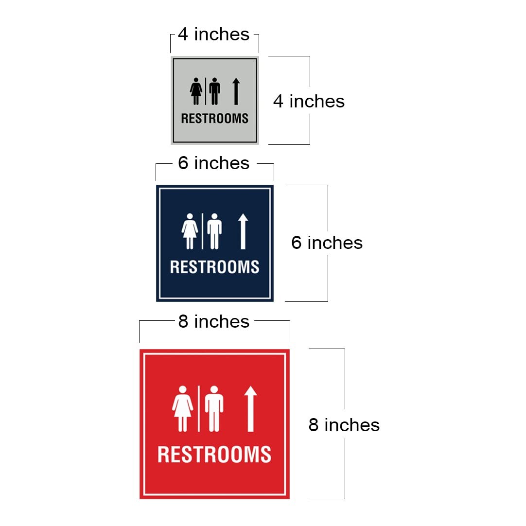 1 PCS Square Restrooms Up Arrow Sign Navy Blue White Medium Wall Mount Set