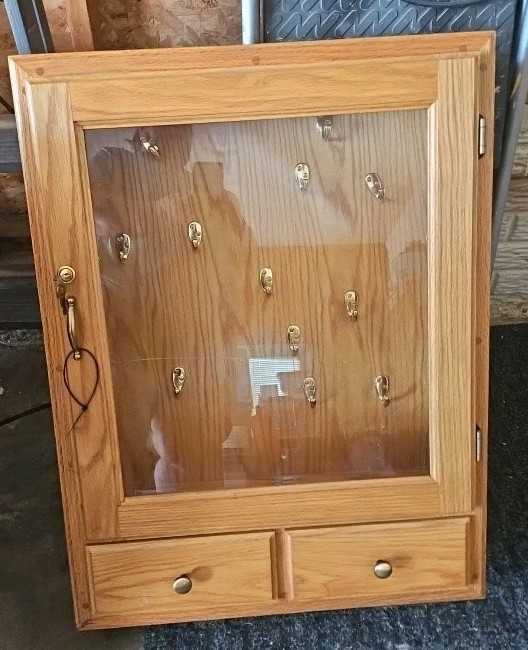 24×36 Oak Enclosed Cork Bulletin Board w/ Locking Glass Door Wall Mount Display