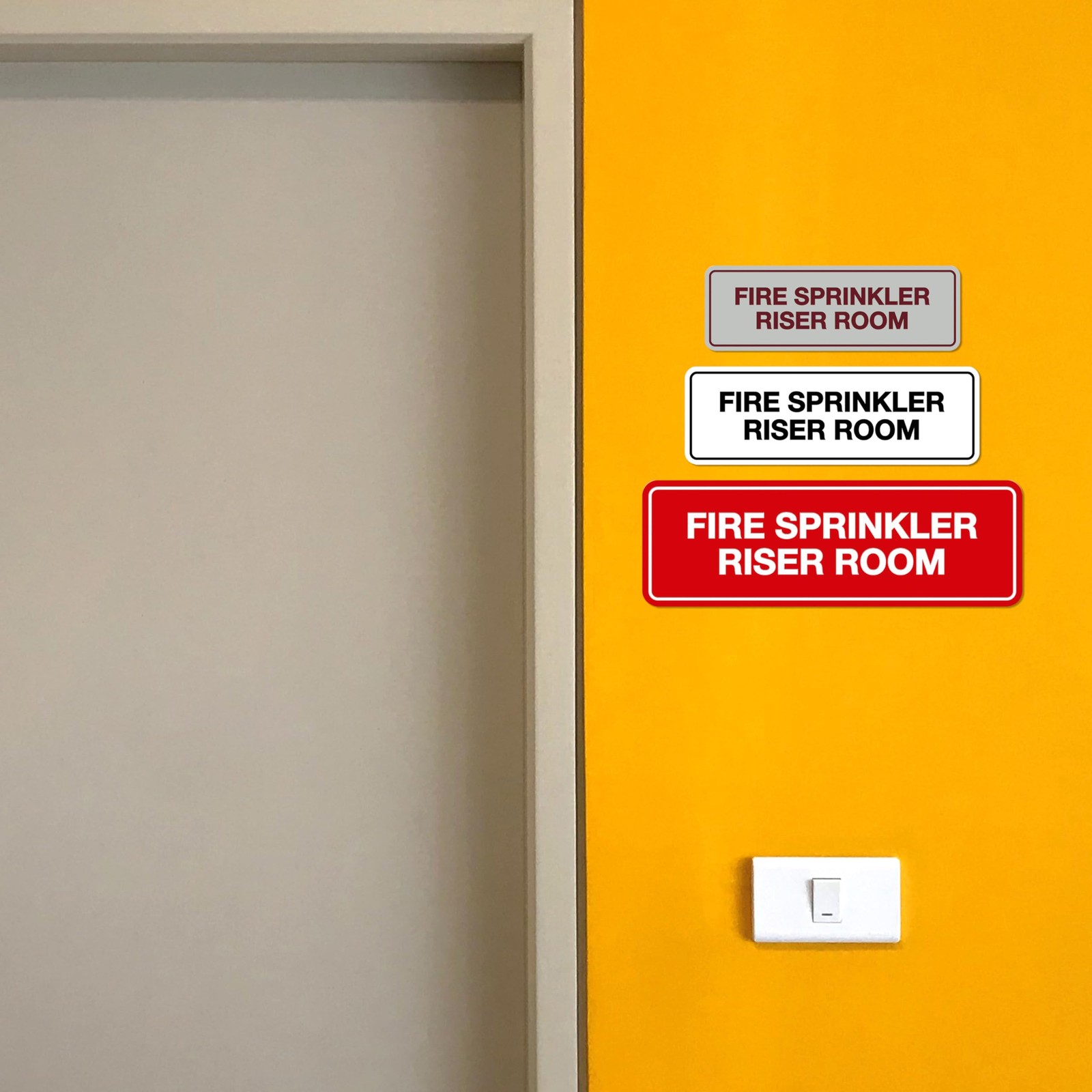 Standard Fire Sprinkler Riser Room Sign Red Large 1 Pack Wall Signage
