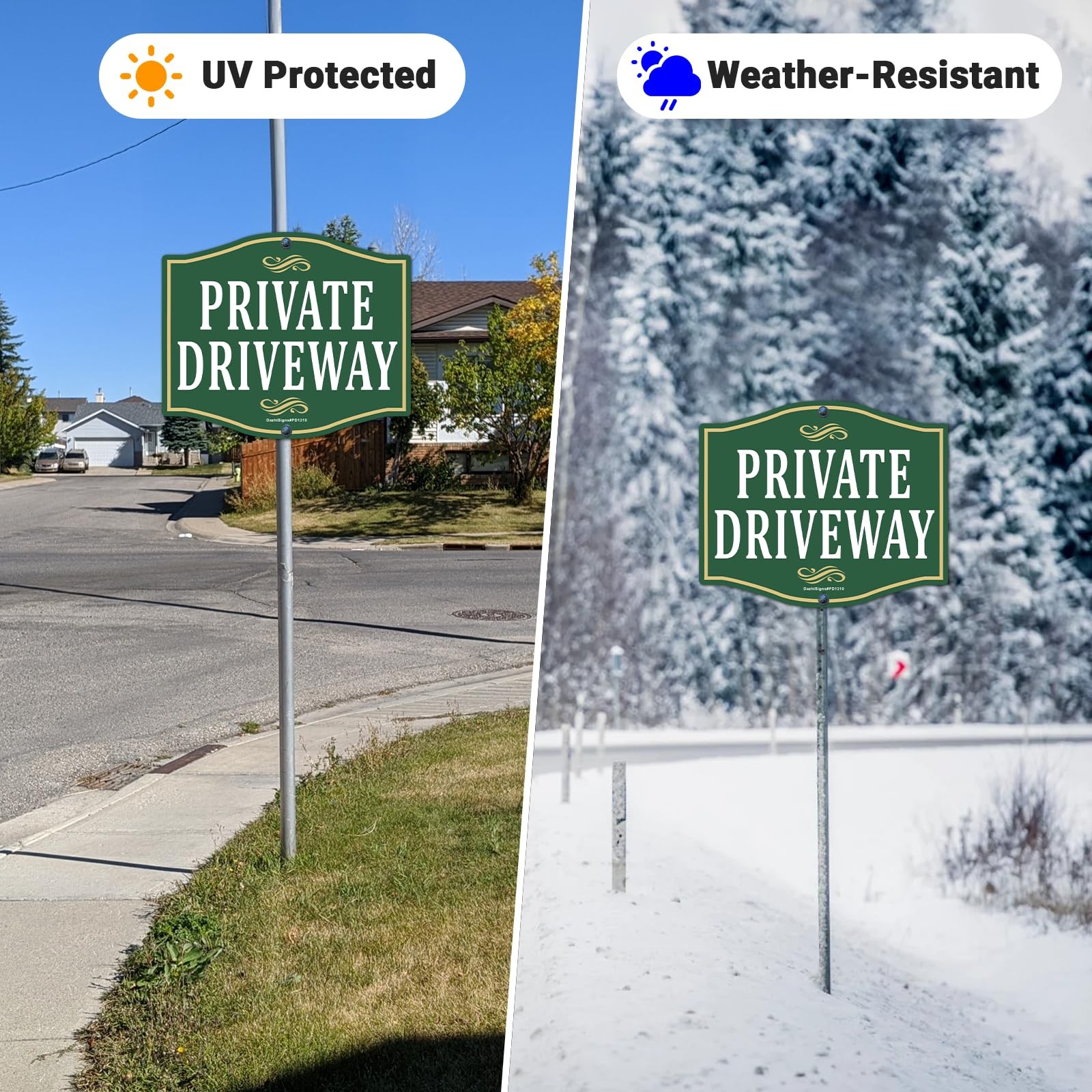 2 Pack Private Driveway Signs, Private Road/Private Drive/Driveway Sign