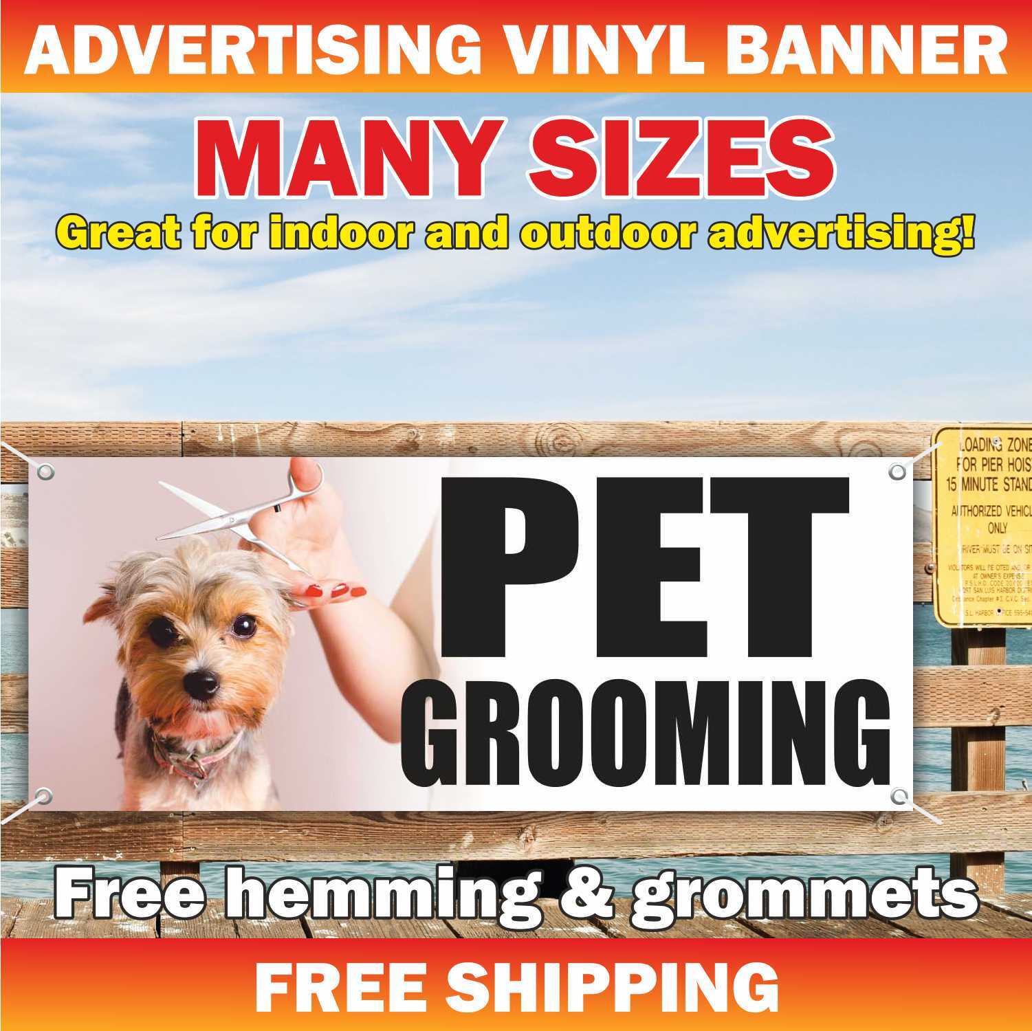 PET GROOMING Advertising Banner Vinyl Mesh Sign dog vets cut animal cats shop