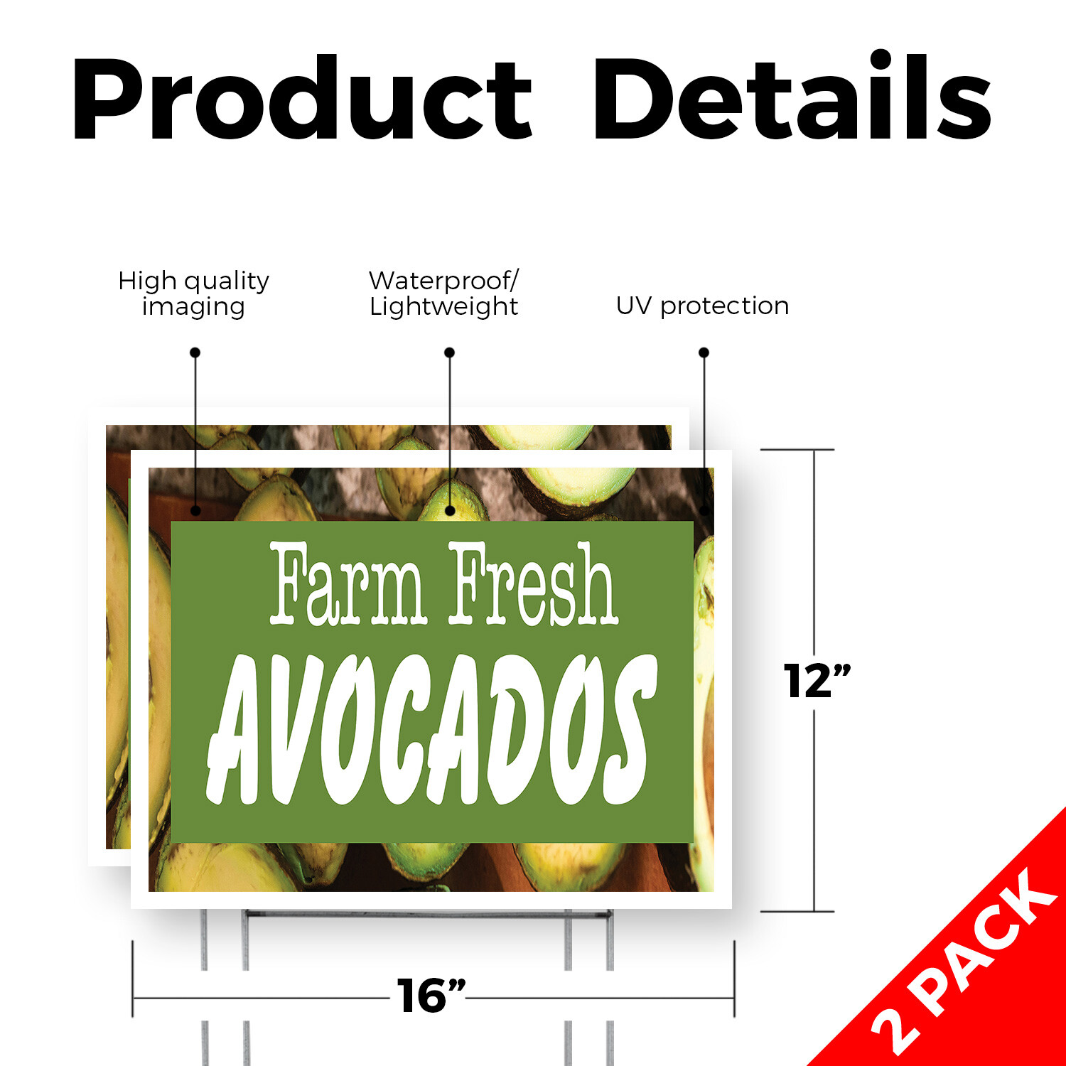 Farm Fresh Avocados Yard Sign Tropical Fruits, Fresh Produce, Farmer�s Markets