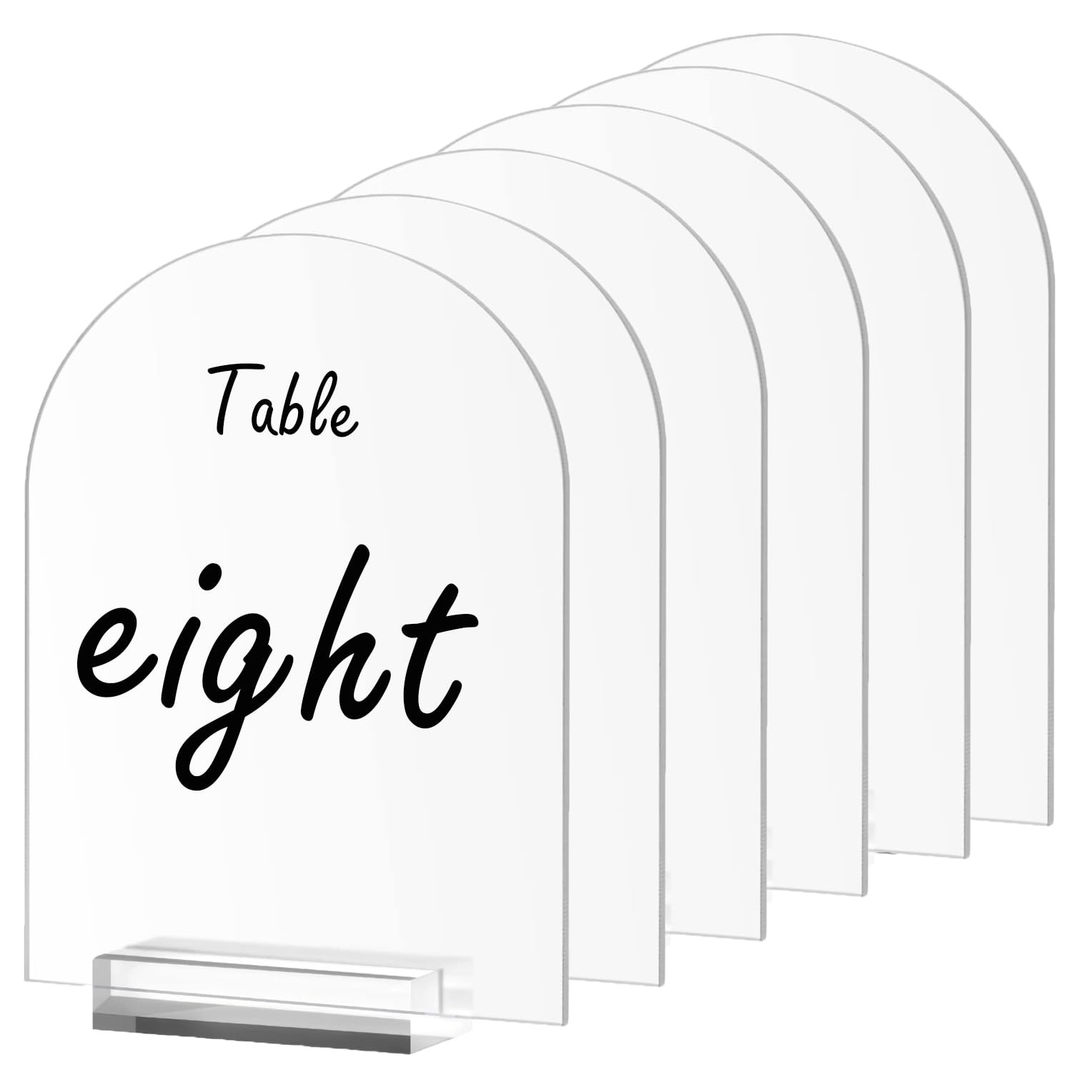 6 PCS 8×10 Inch Frosted Arch Acrylic Blank Sign Stand Wedding Table Number Menu