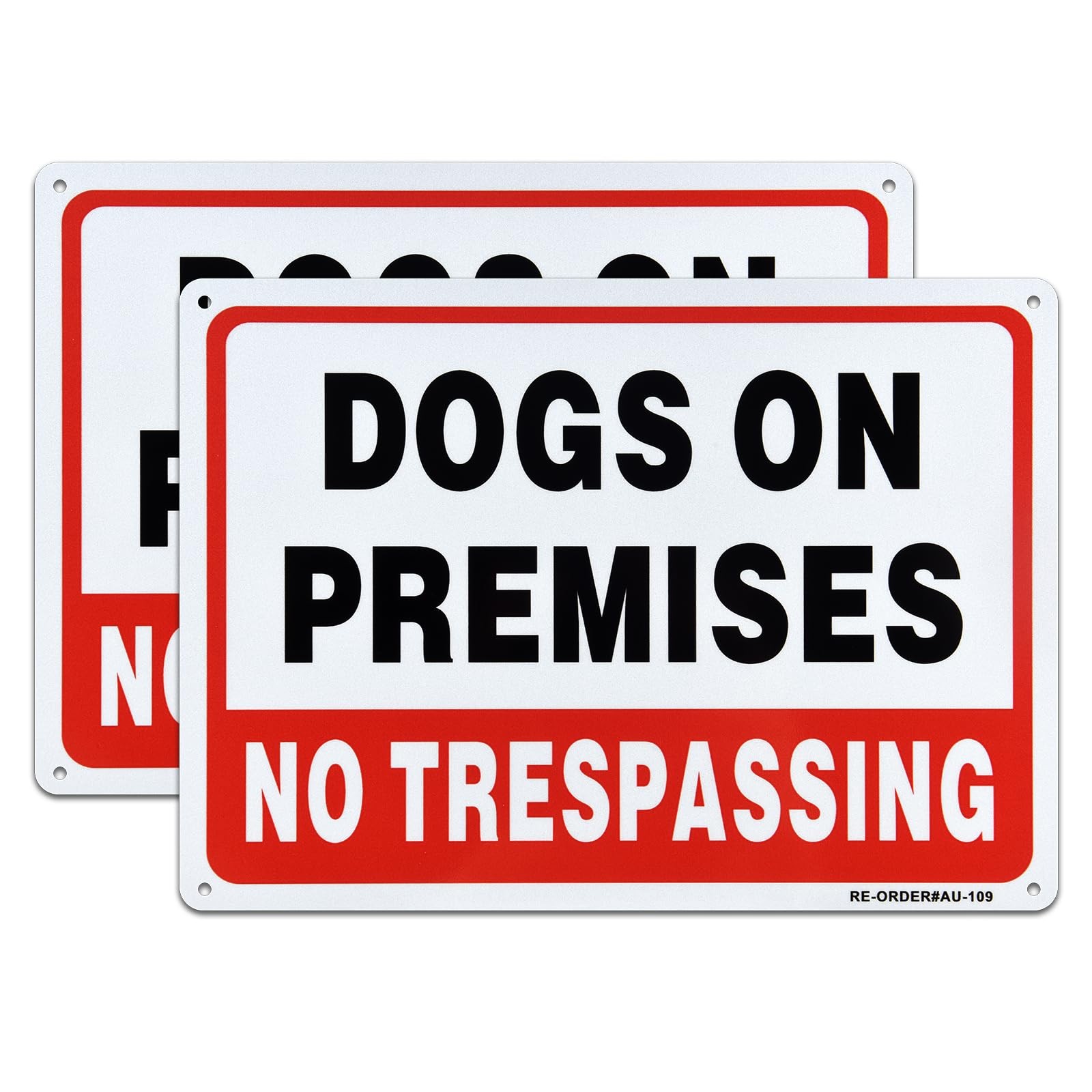 2 Pack Dogs On Premises Sign, No Trespassing Sign, 10 x 7 Inches .040 Aluminu…