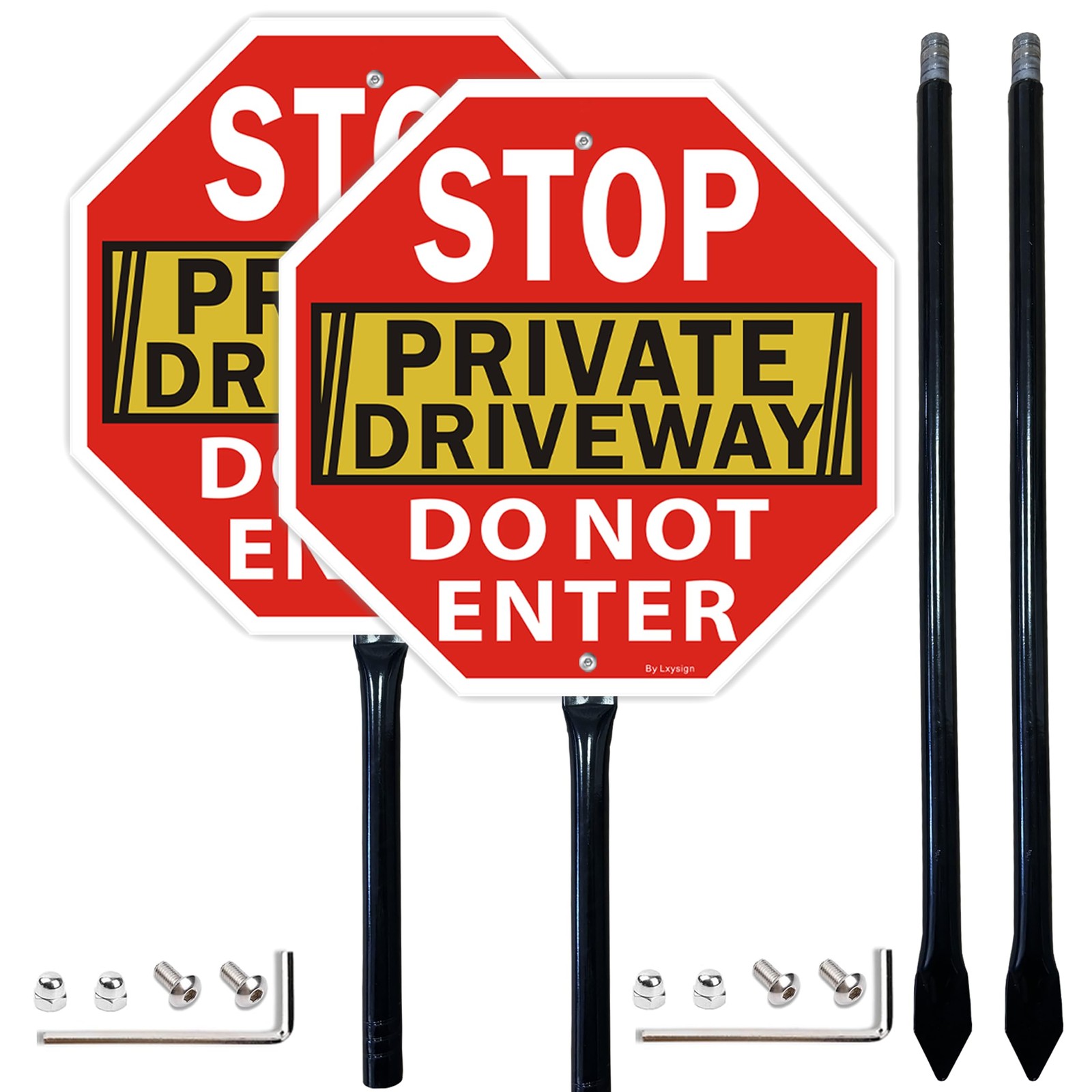 Reflective Aluminum Stop Private Driveway Do Not Enter Sign 12×12 Inch 2 PCS