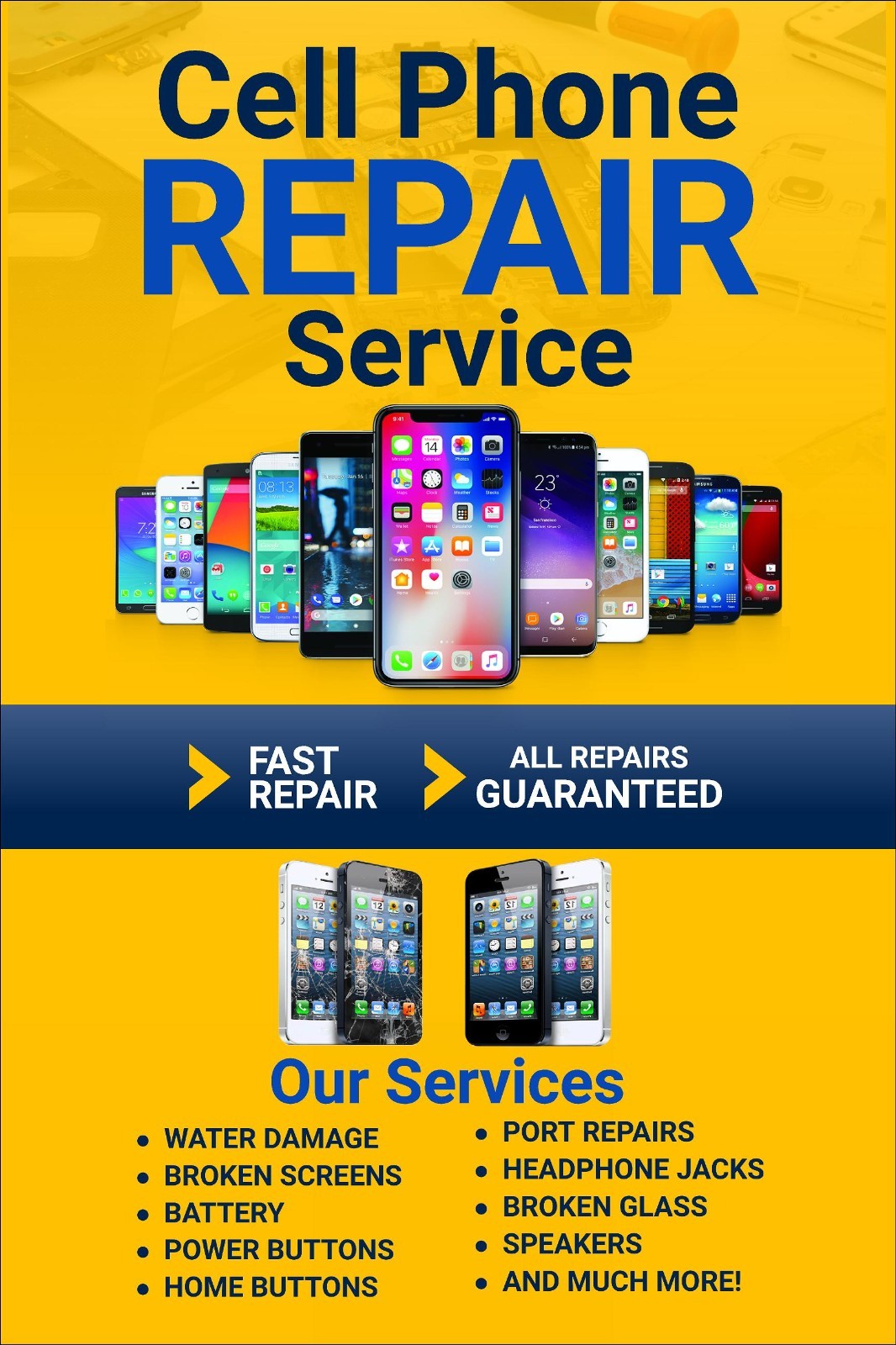 Cell Phone Repair Advertising Poster Sign