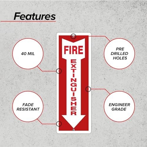 Fire Extinguisher Signs For Business – Pack of 12 – Metal Fire Extinguisher S…