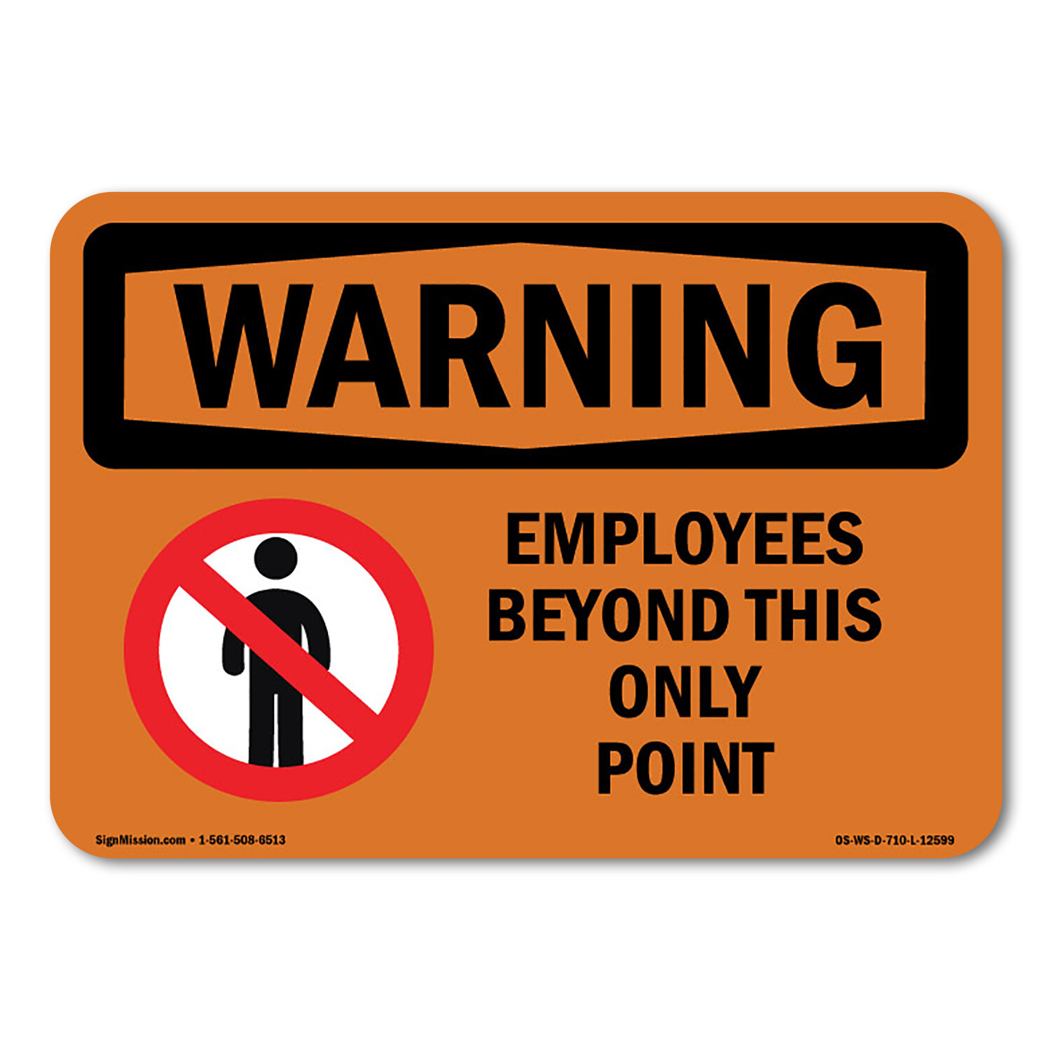 Employees Only Beyond This Point ANSI Warning Sign Metal Plastic Decal