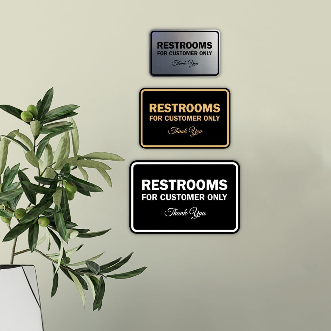 Classic Framed Restrooms for Customers Sign Navy Blue/White – Small 1 Pack