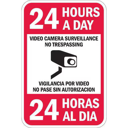 Lyle T1-1080-Eg_12X18 24 Hours A Day Video Camera Surveillance No Trespassing,
