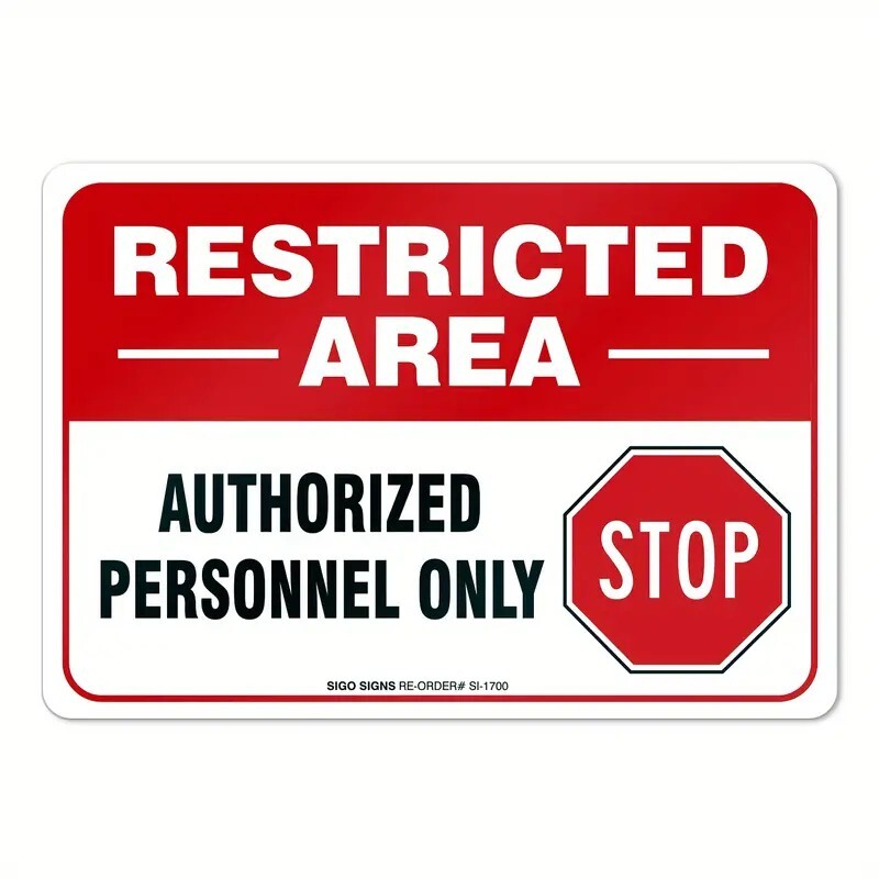 🎯Restricted Area Stop Authorized Personnel Only Self Adhesive Vinyl Decal