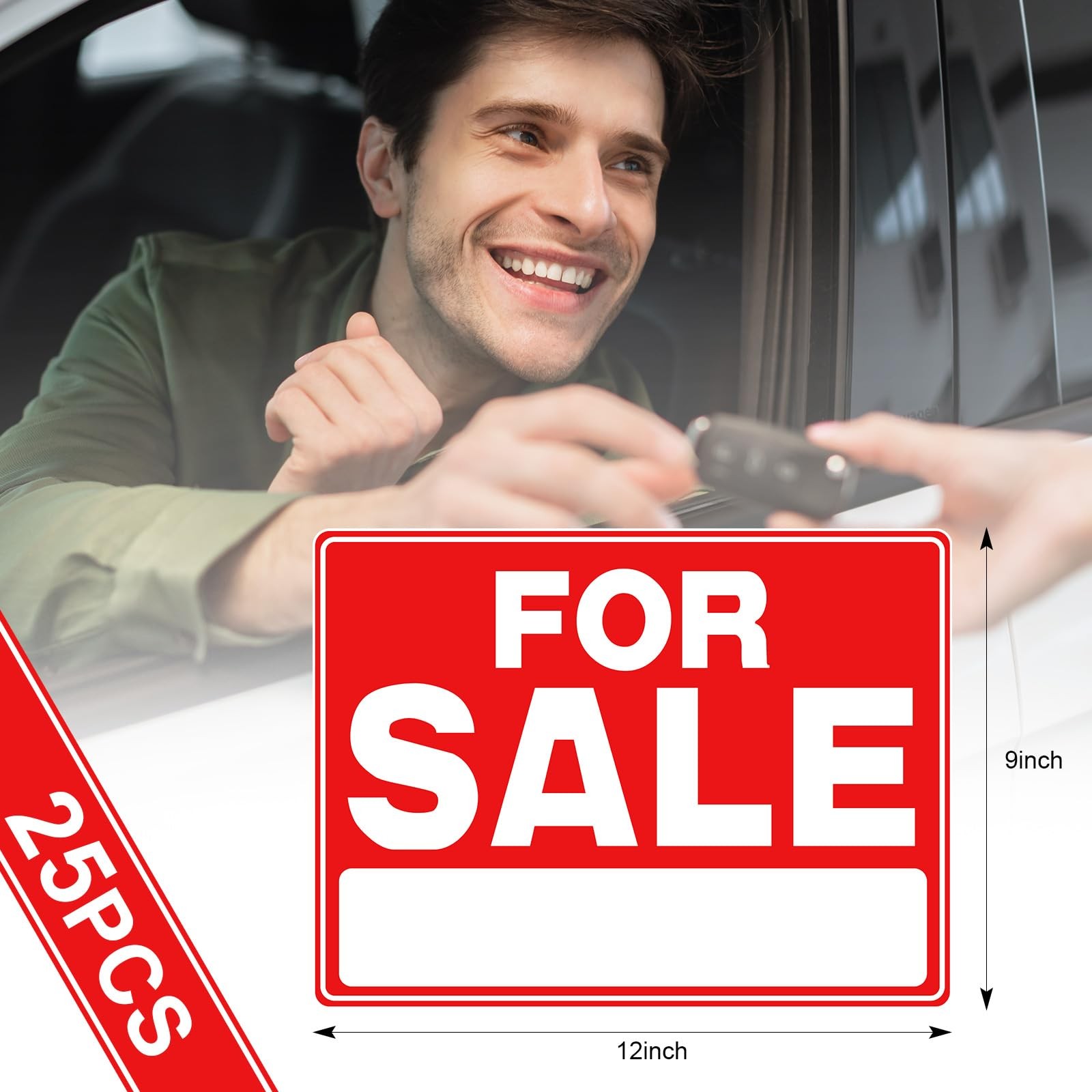 25 Pcs for Sale Signs for Vehicle 9 X 12 Inches Sale Signs Car, Houses Sales