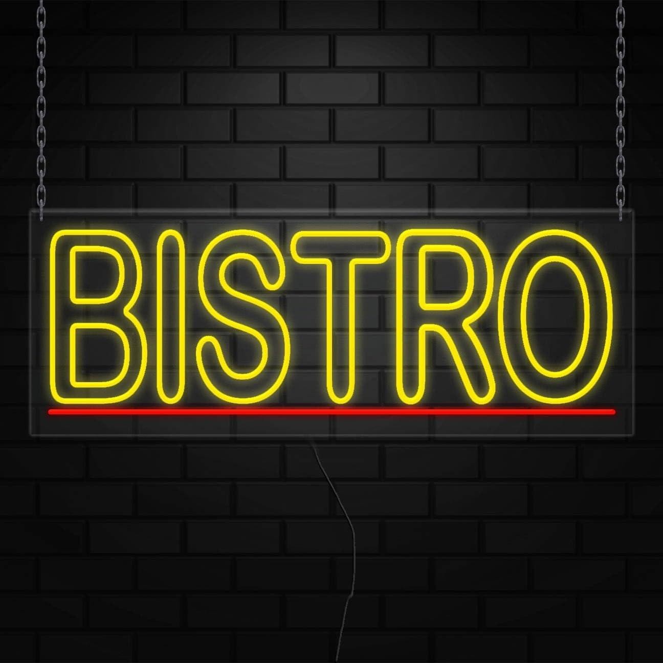 Bistro Neon Sign for Retail Displays | LED Flex Neon | 36″W x 13″H x 1″D