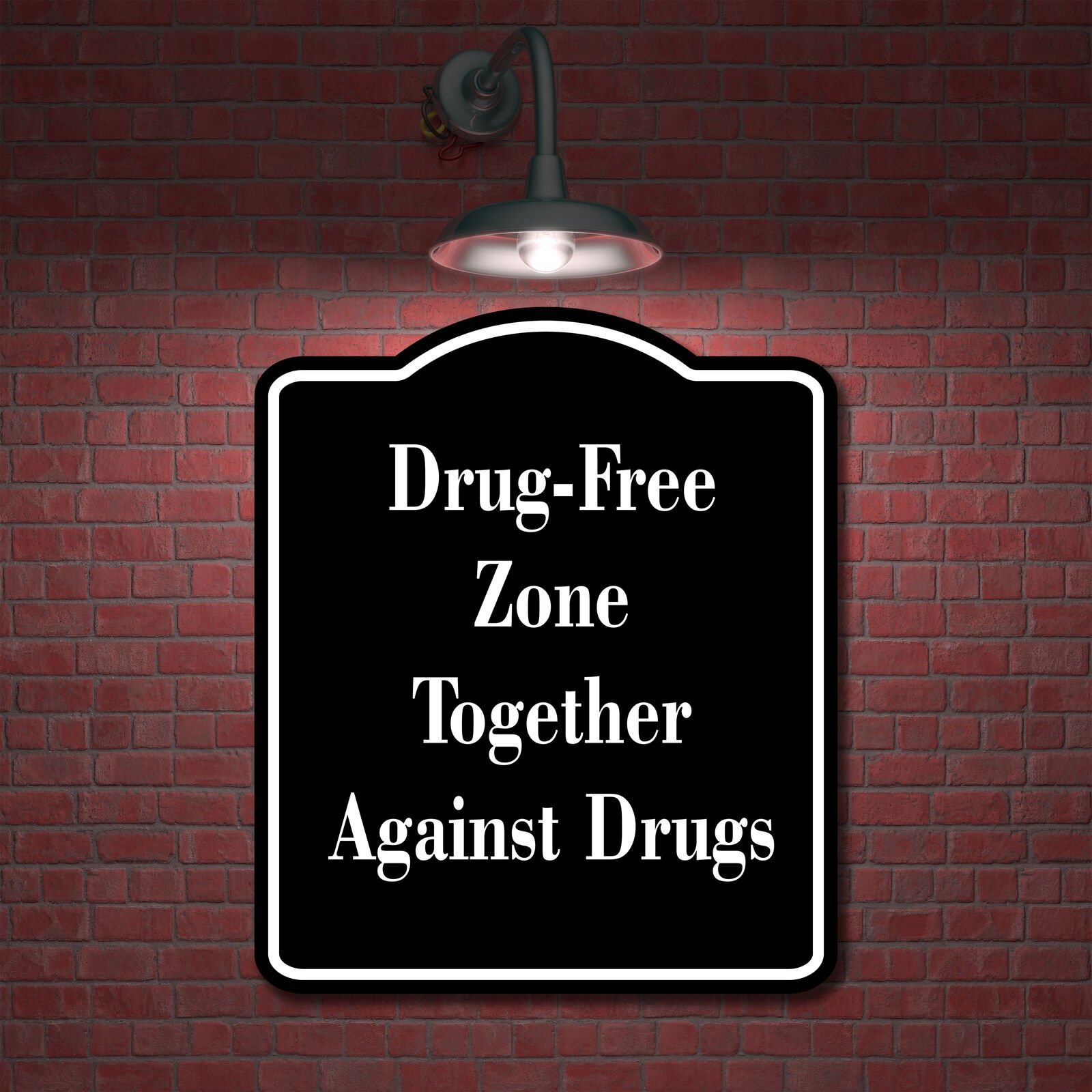 Drug-Free Zone Together Against Drugs BLACK Aluminum Composite Sign