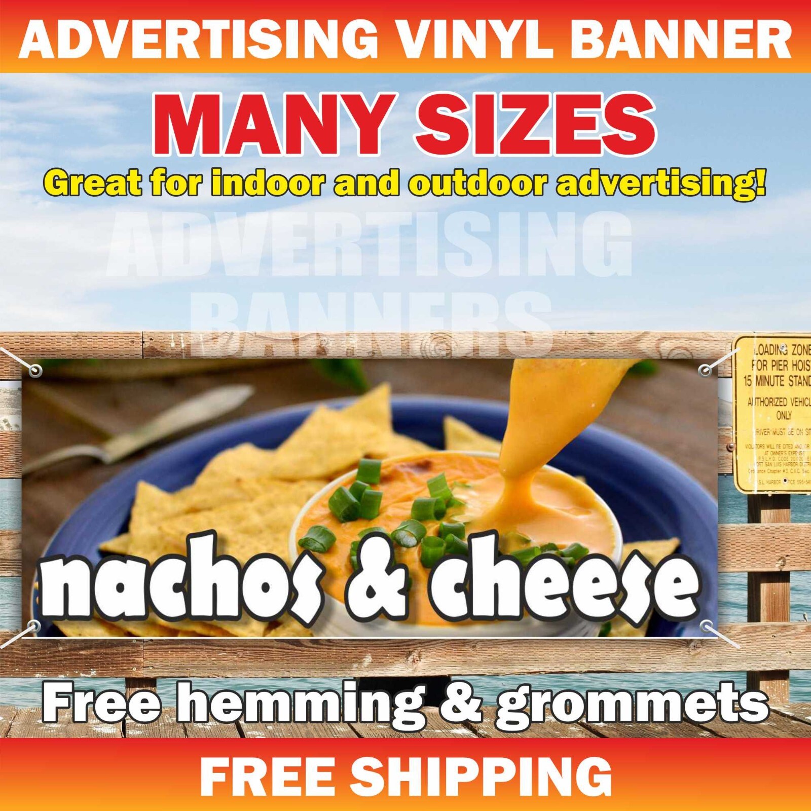 Nachos Advertising Banner Vinyl Mesh Sign Mexican food Taco Cheese Fair Carnival