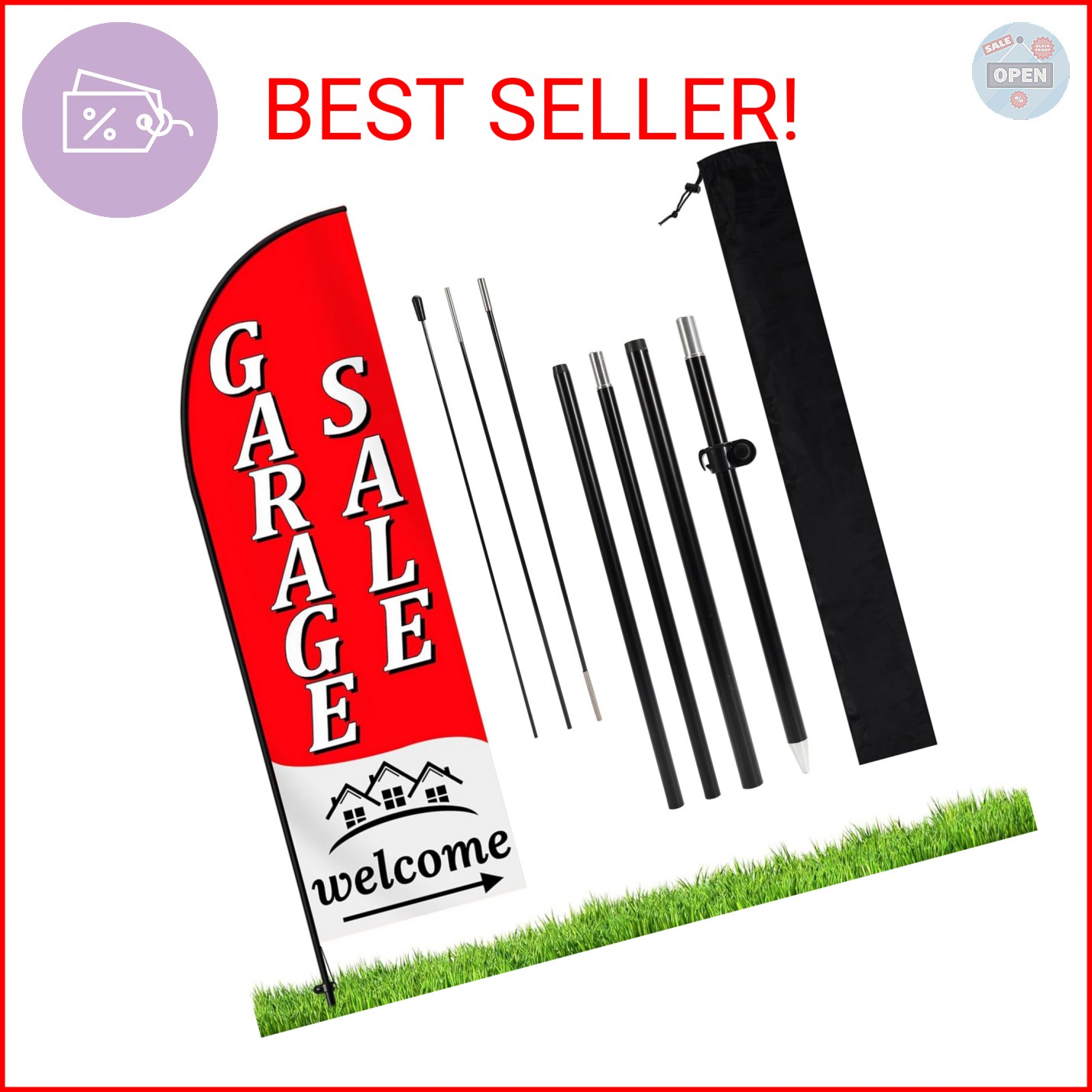Garage Sale Sign,Feather Advertising Flag & Pole Kit,Yard Garage Sale Banner Fla
