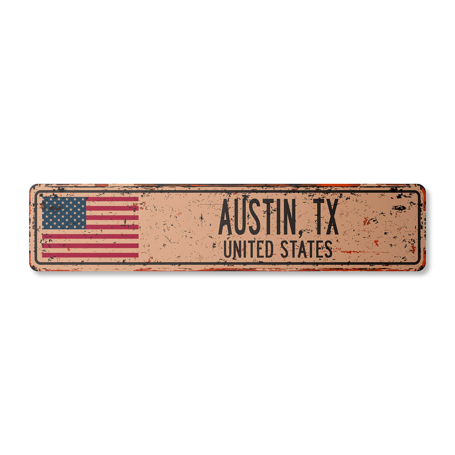 AUSTIN TX UNITED STATES Vintage Street Sign American flag city country rustic