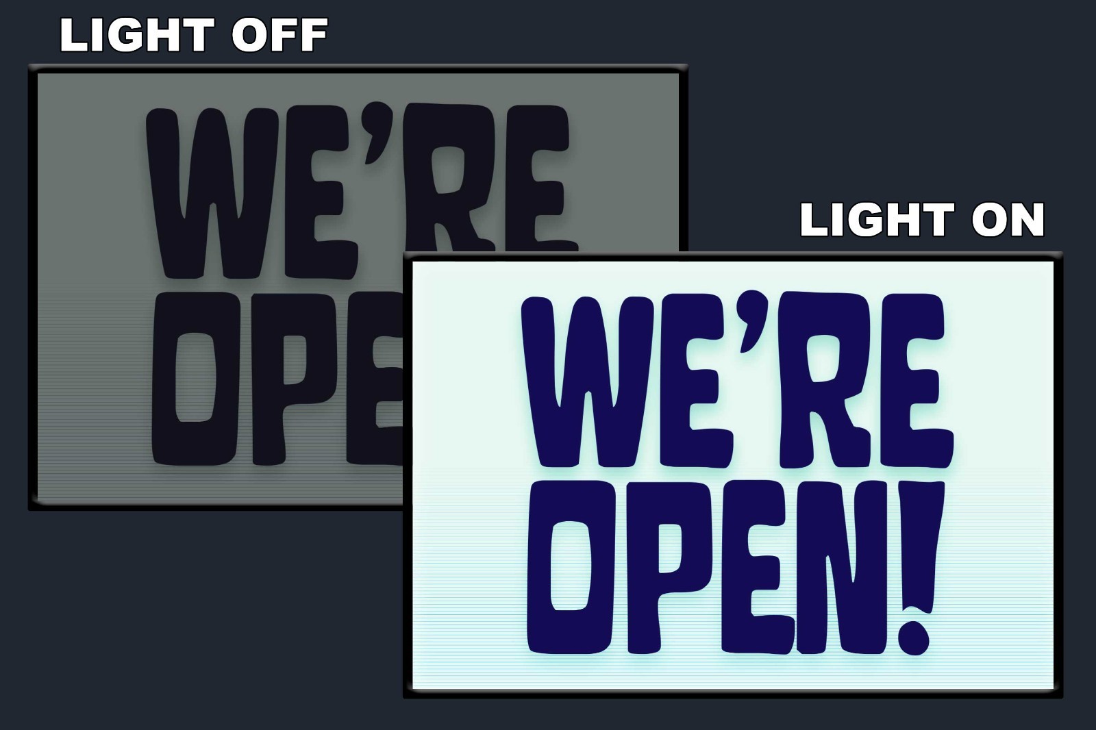 LED We’re Open Sign Light Box Wall Mounted Backlit Business Store Display