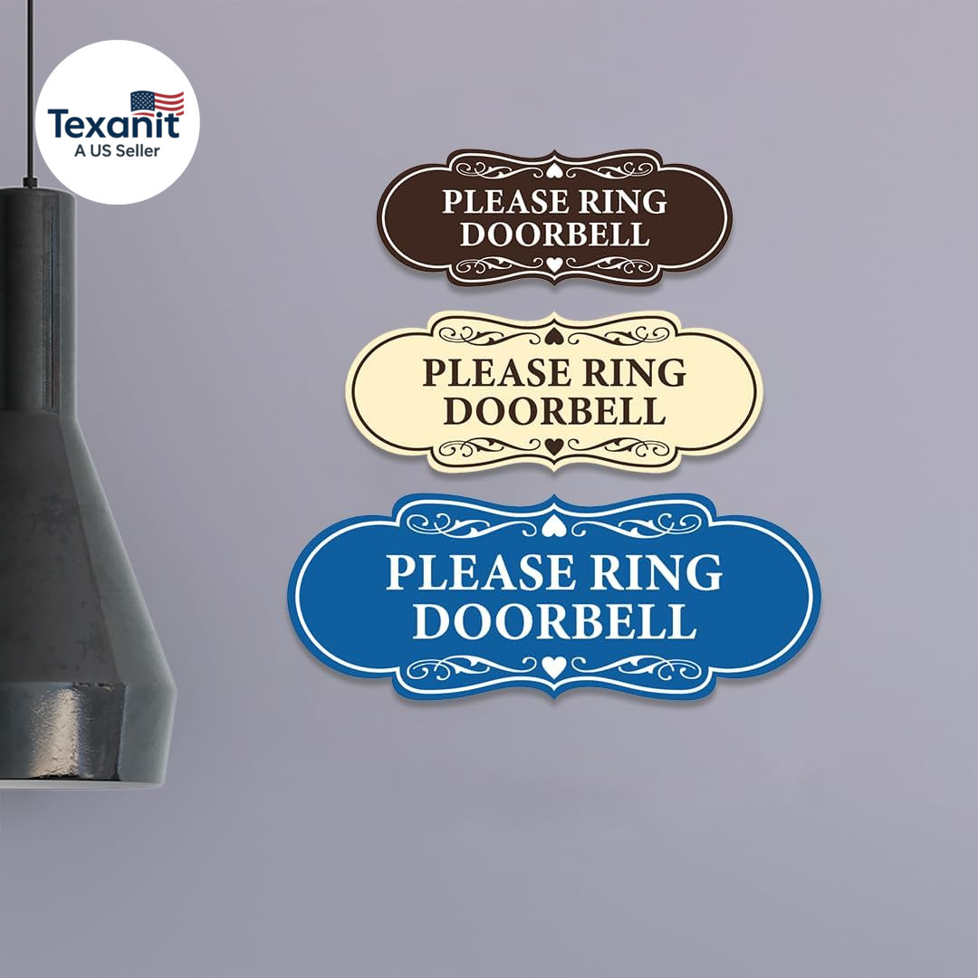 Designer Please Ring Doorbell Sign (Brushed Silver) – Large 1 Pack