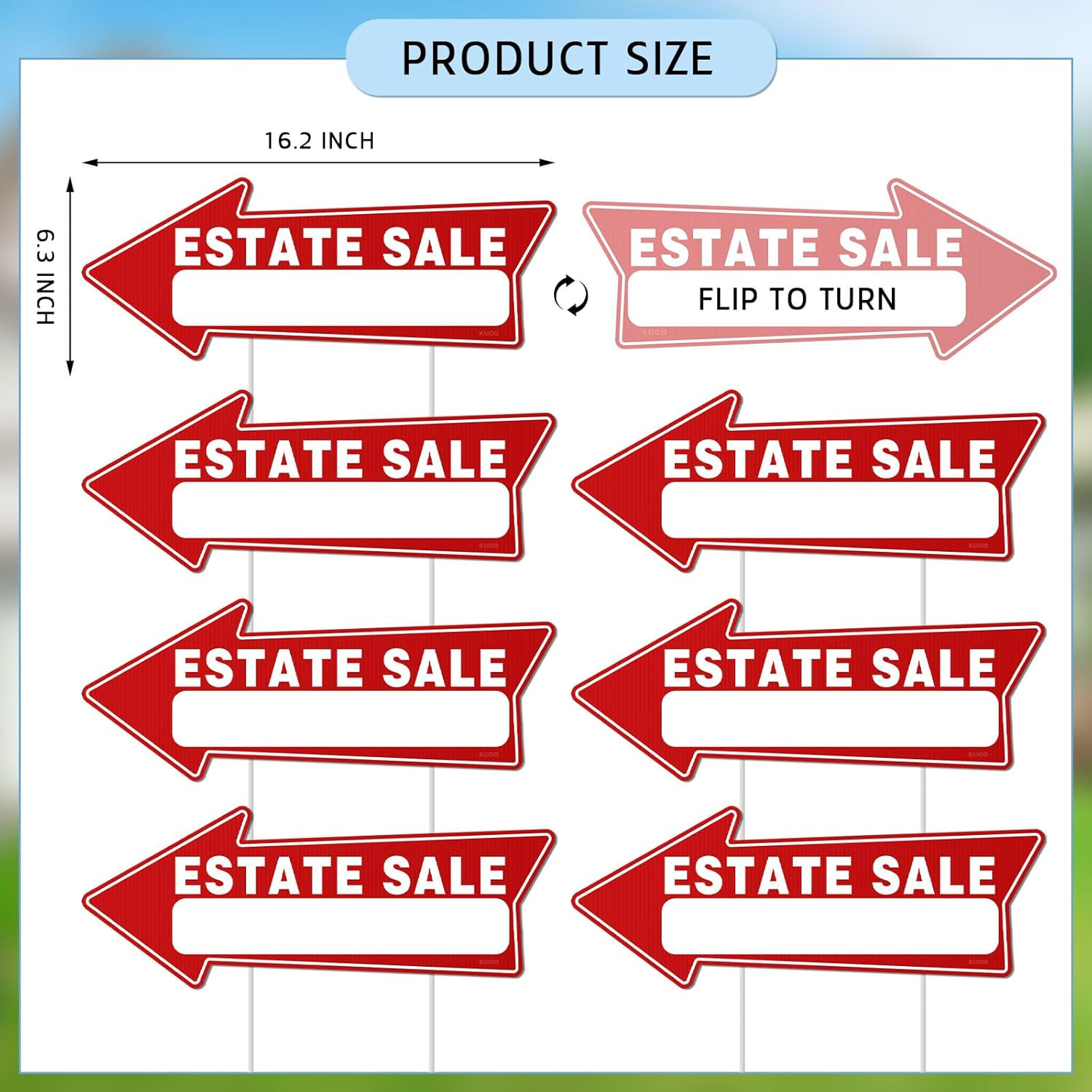 7 PC Estate Sale Signs, 17″ X 6″, Estate Sale Signs with Stakes Double Sided, La